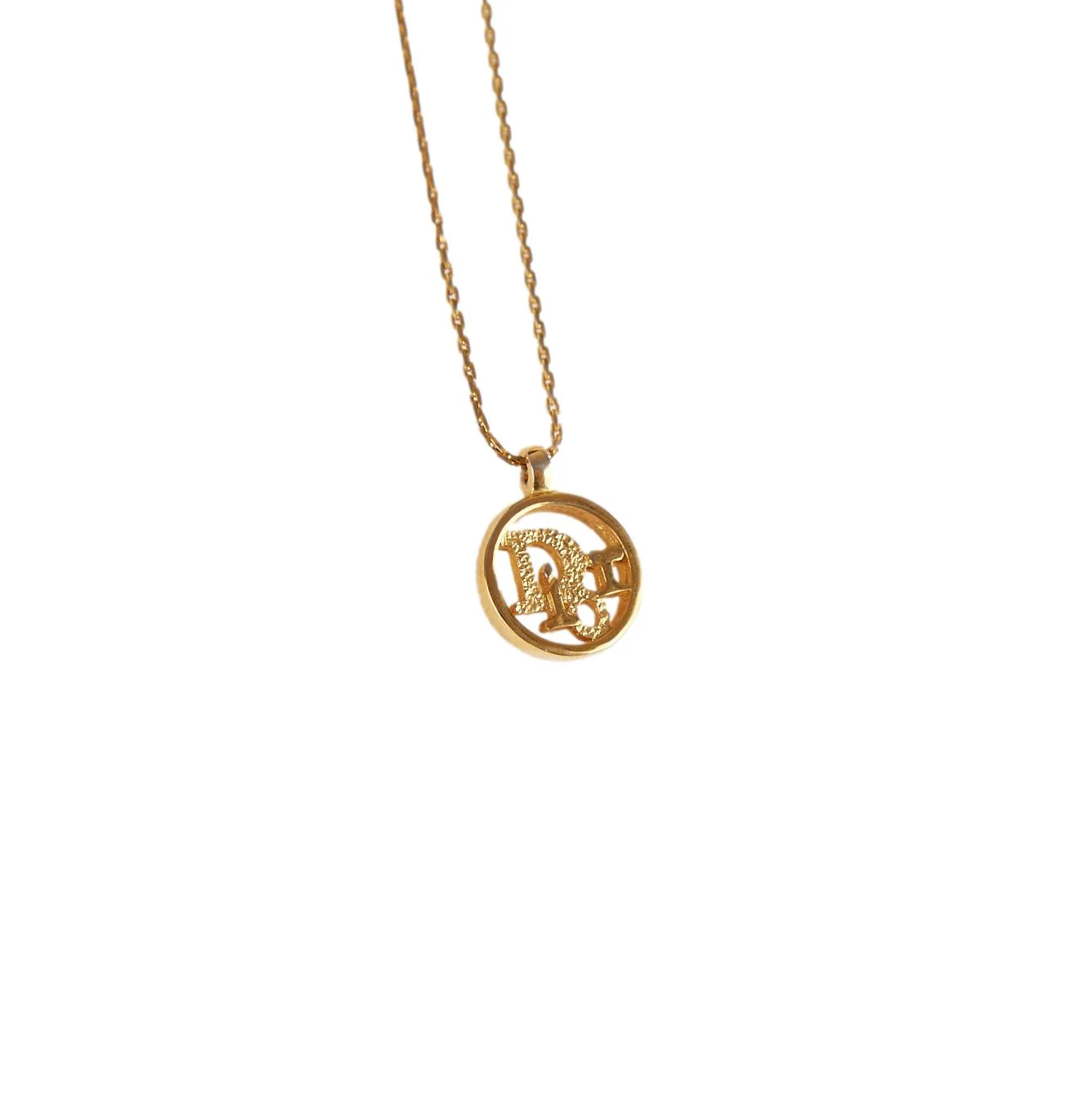 Dior Gold Round Logo Necklace