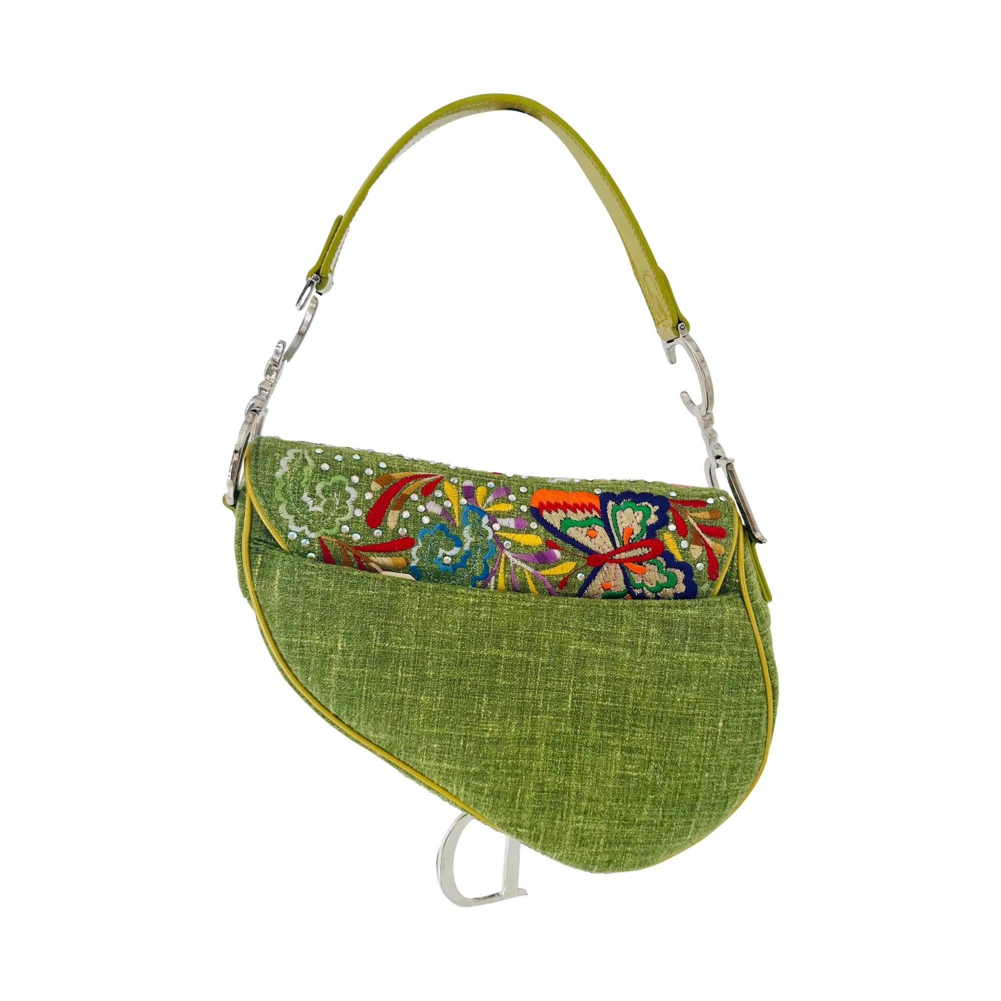 Dior Green Butterfly Embellished Saddle Bag - Image 2