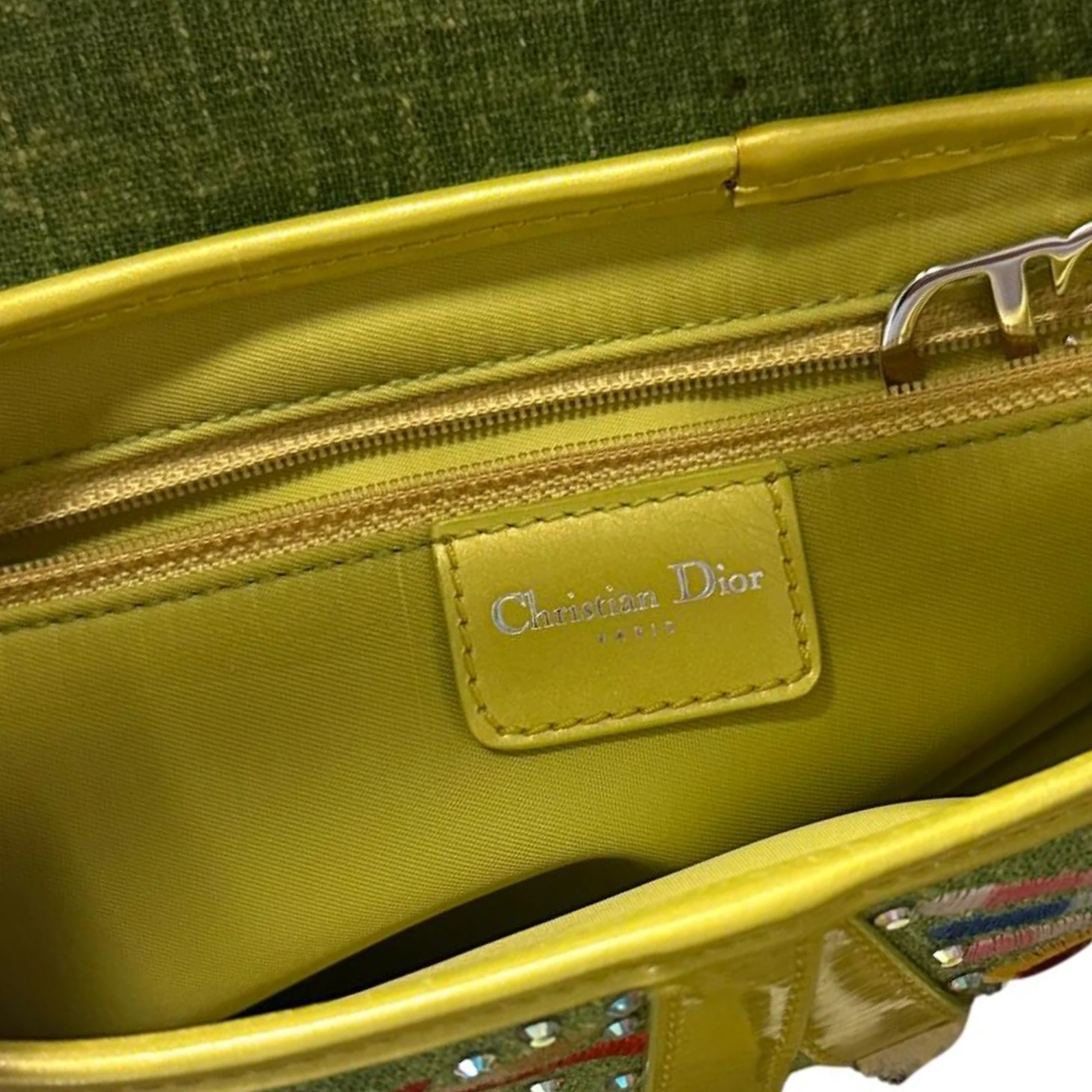 Dior Green Butterfly Embellished Saddle Bag - Image 3