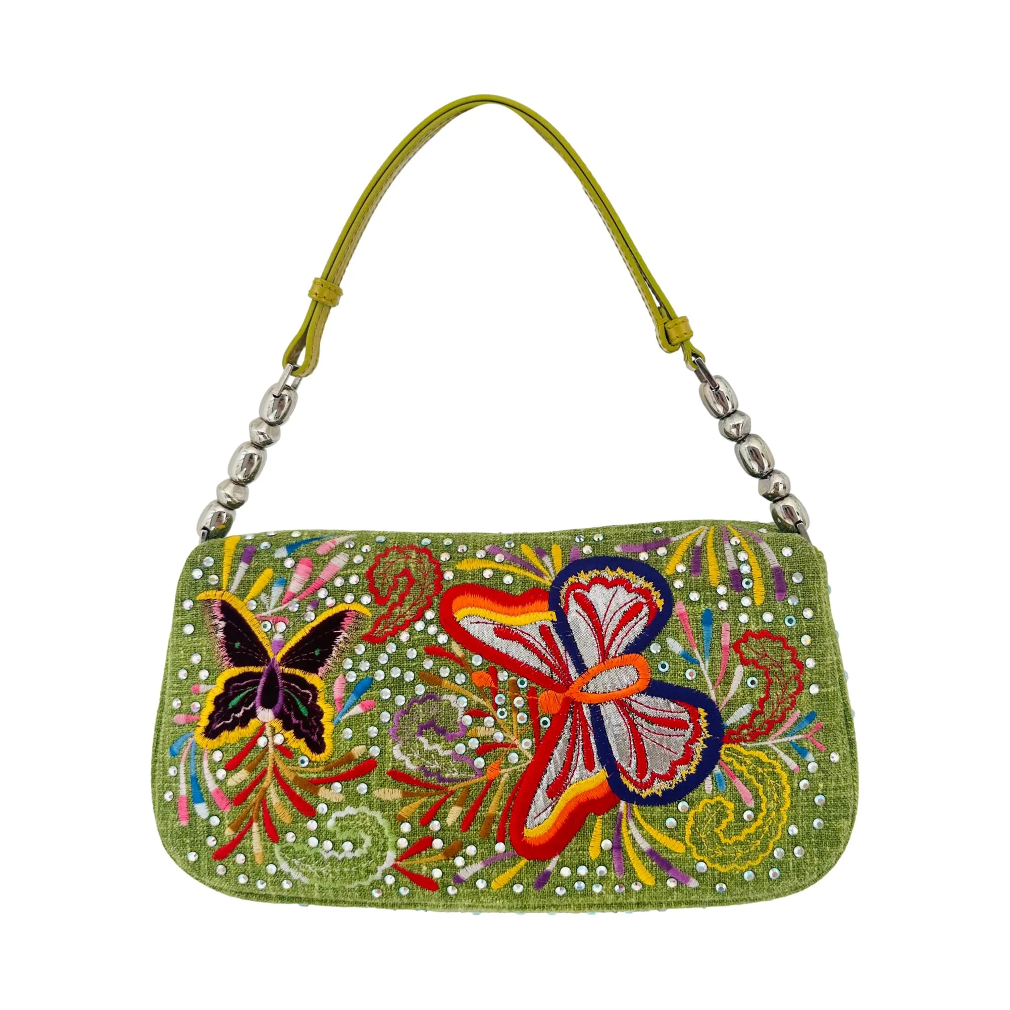 Dior Green Butterfly Embellished Shoulder Bag - Image 2