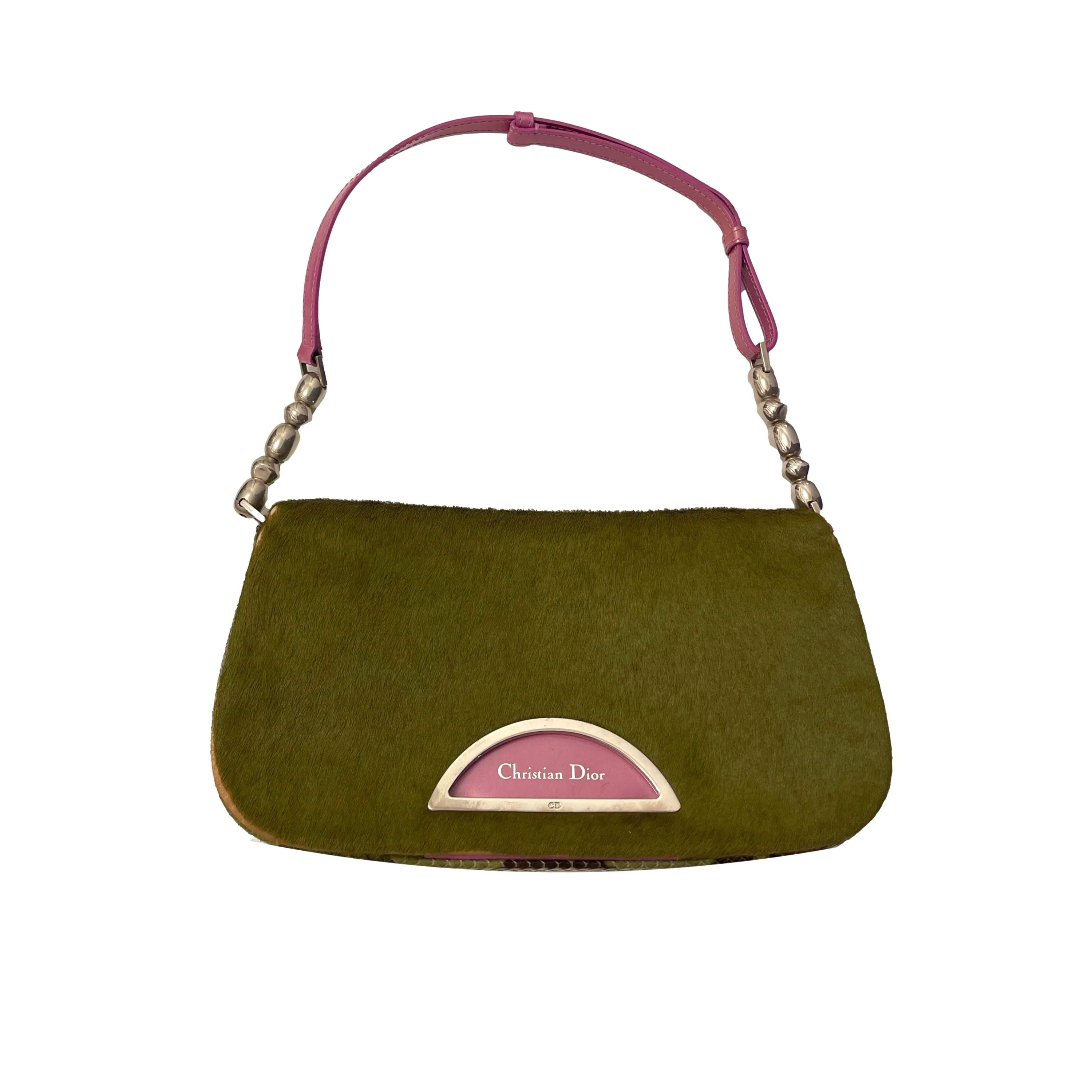 Dior Green Calf Hair Shoulder Bag