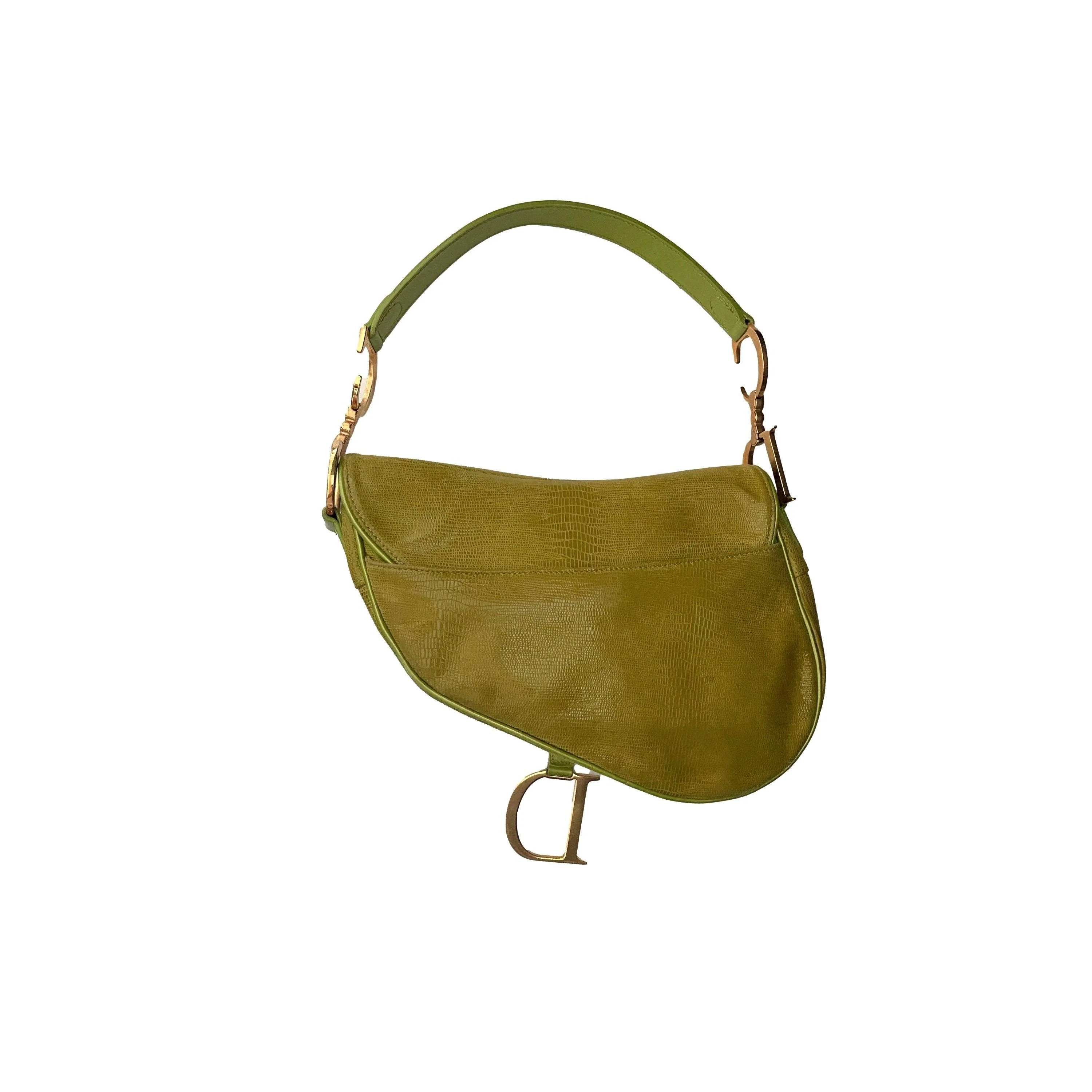 Dior Green Leather Saddle Bag - Image 3