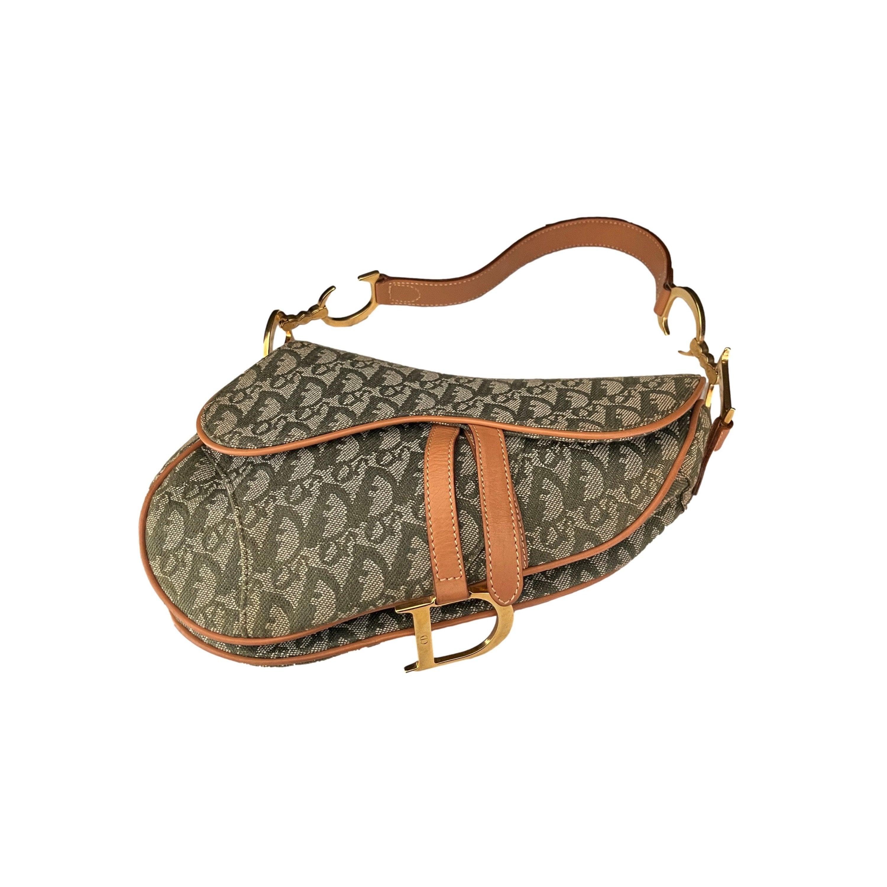 Dior Green Monogram Canvas Saddle Bag - Image 2
