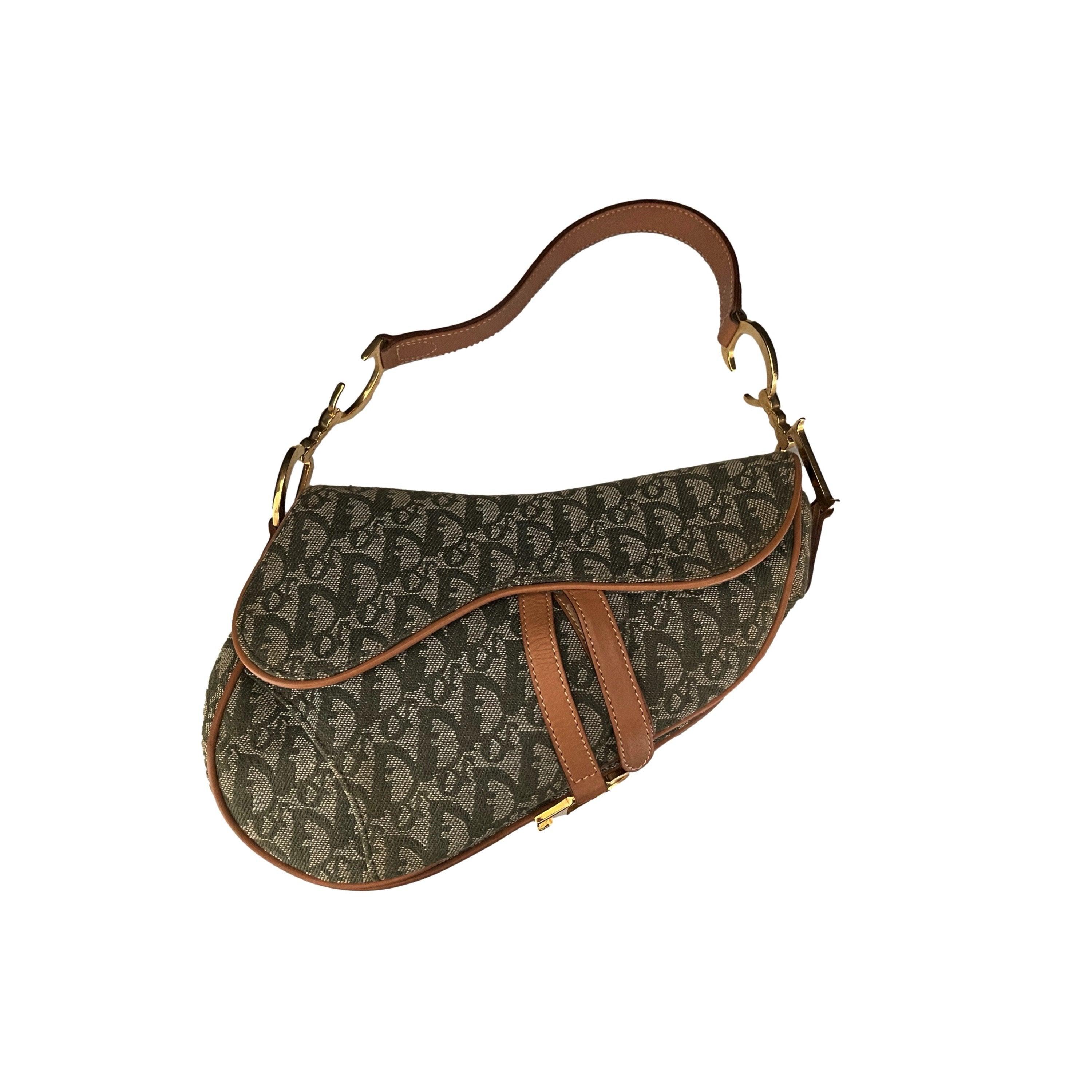 Dior Green Monogram Canvas Saddle Bag - Image 3