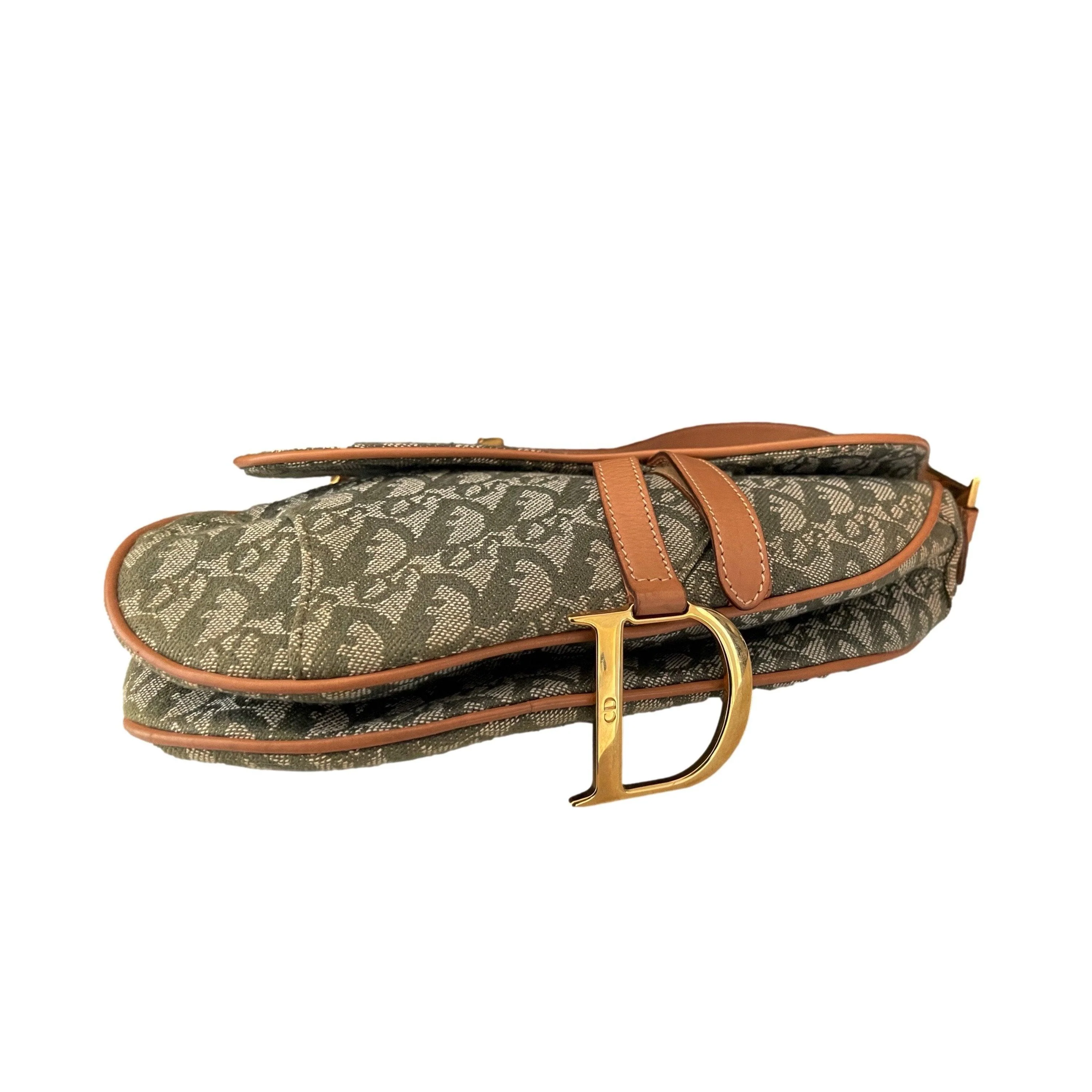 Dior Green Monogram Canvas Saddle Bag - Image 4