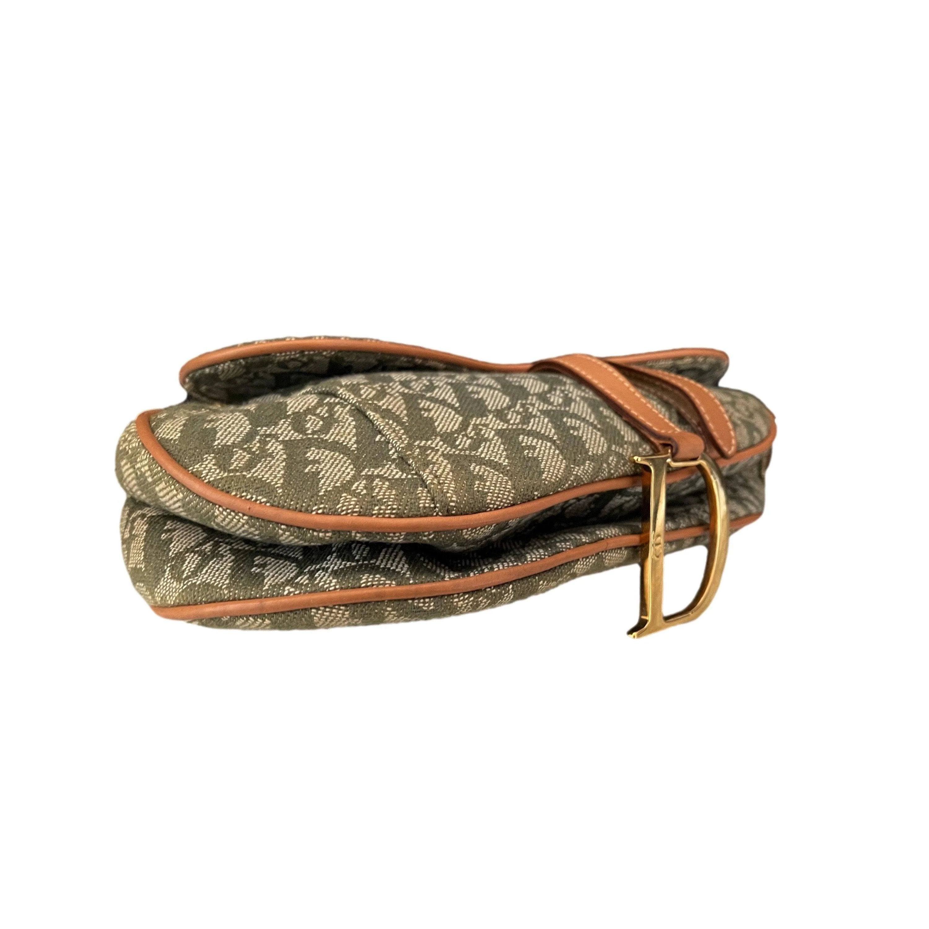 Dior Green Monogram Canvas Saddle Bag - Image 5