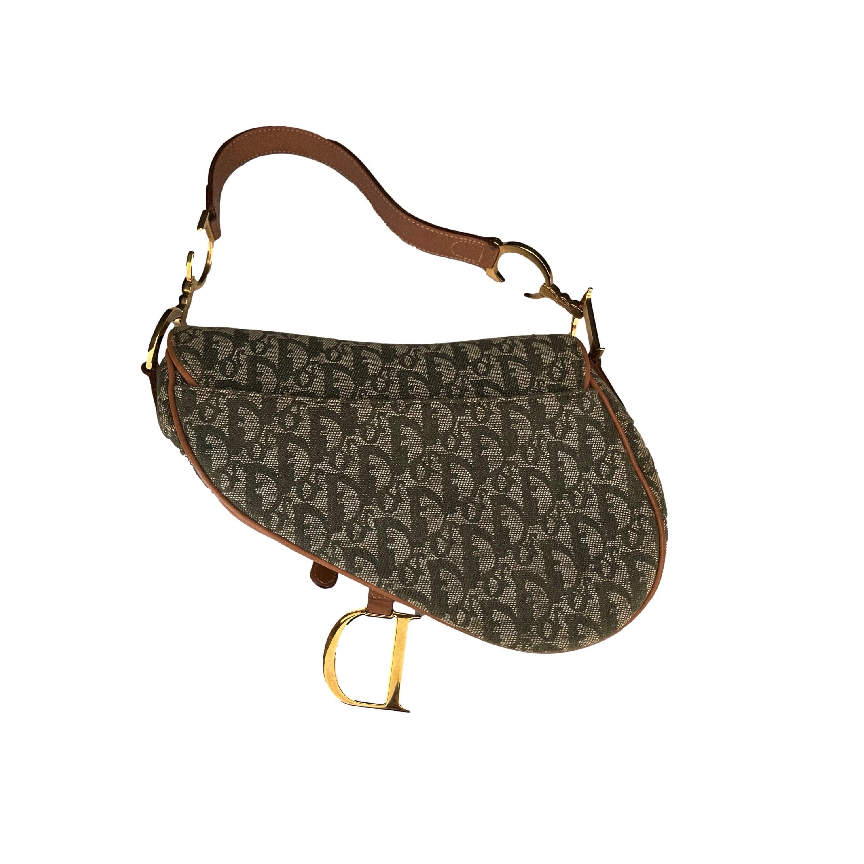 Dior Green Monogram Canvas Saddle Bag - Image 6