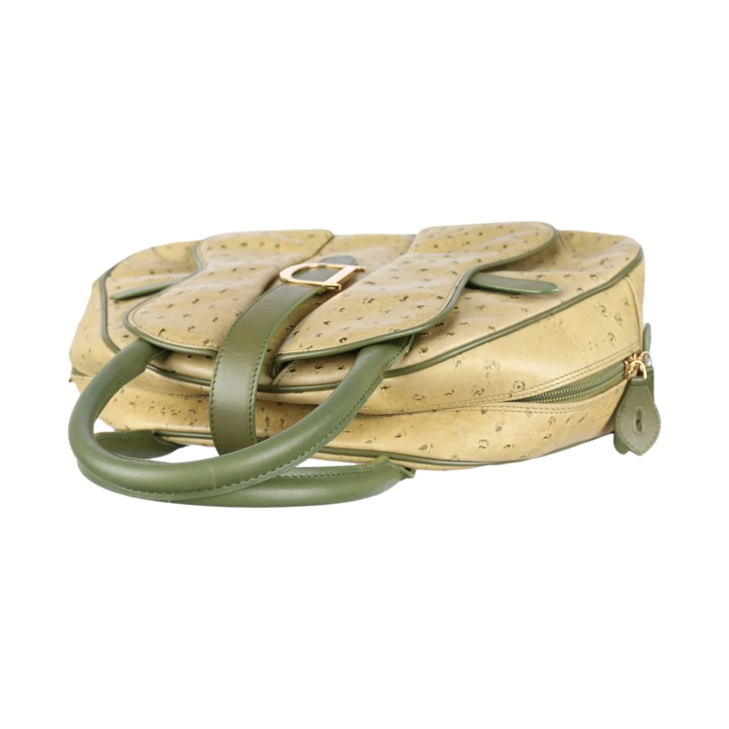 Dior Green Ostrich Top Handle Bag - Image 4