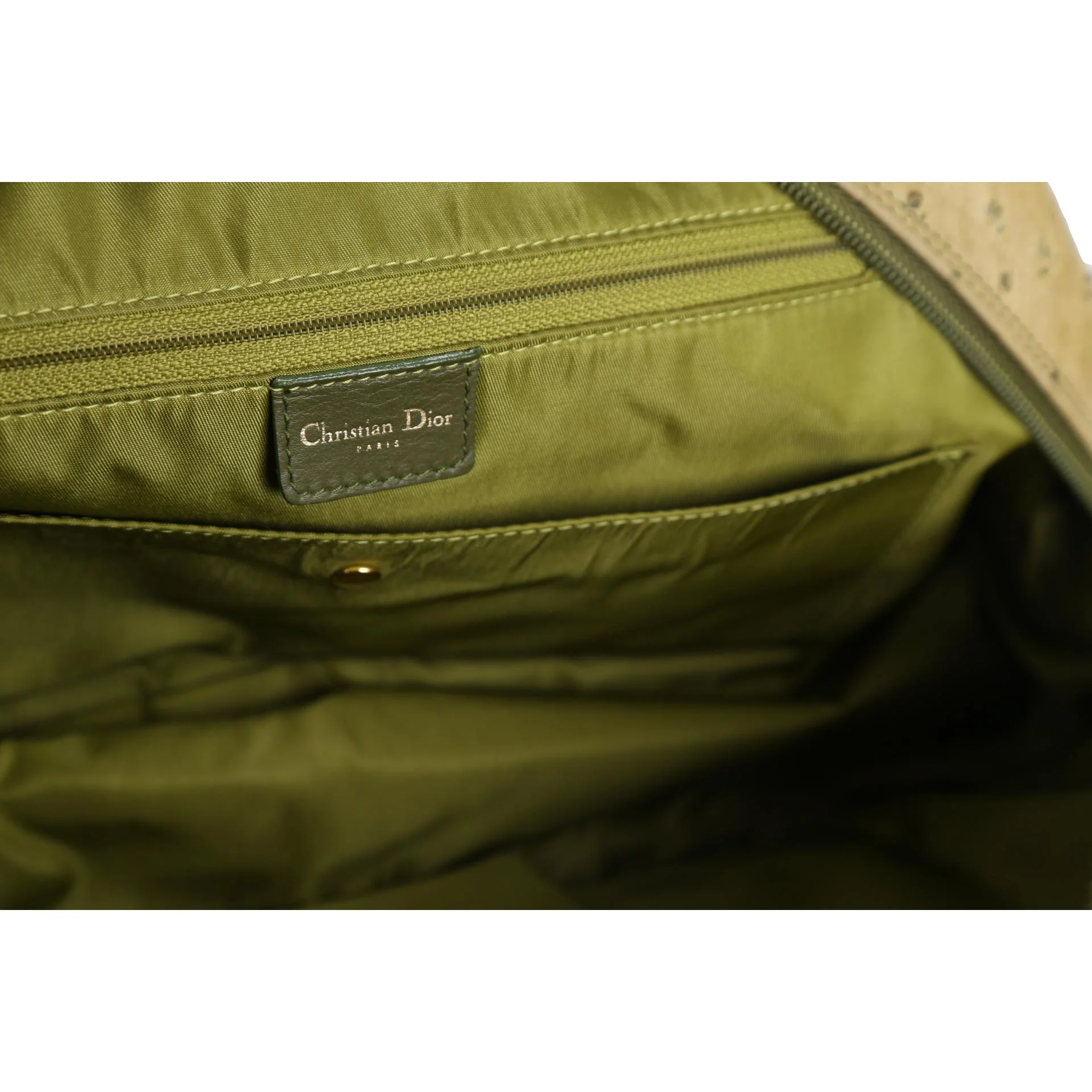 Dior Green Ostrich Top Handle Bag - Image 5