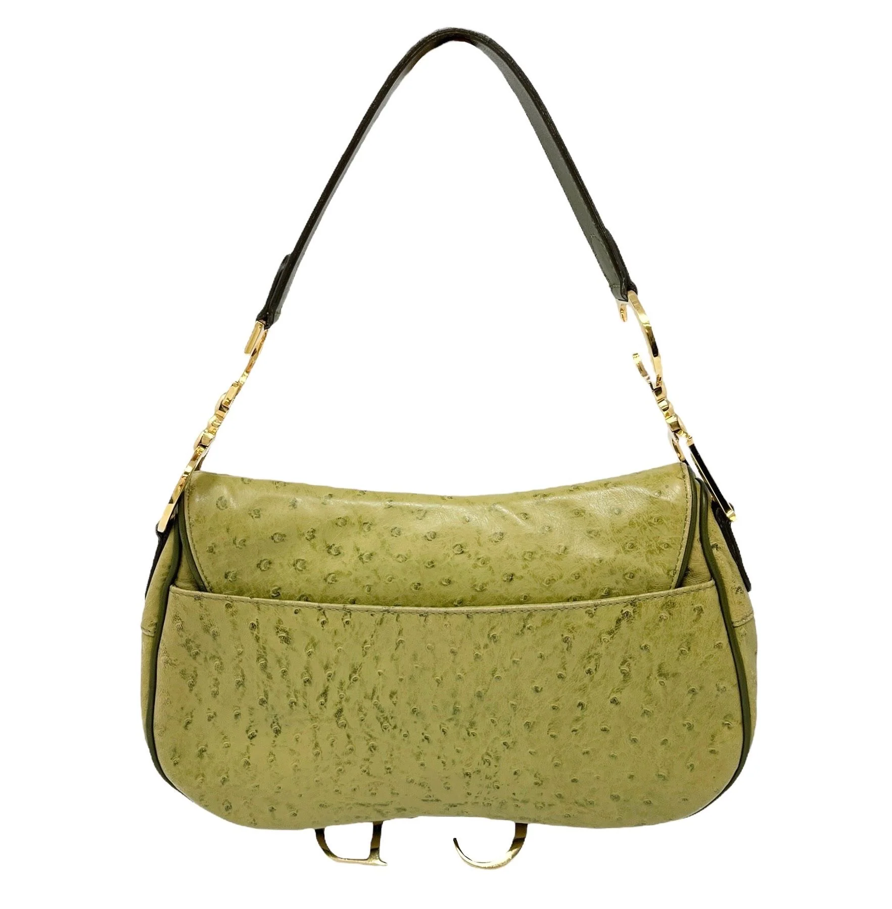 Dior Green Ostrich Double Saddle - Image 2