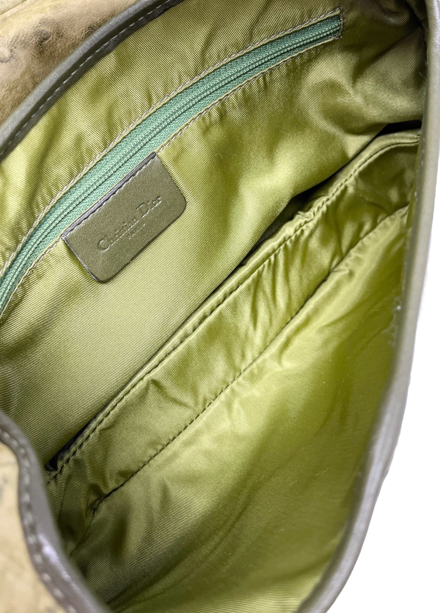 Dior Green Ostrich Double Saddle - Image 3