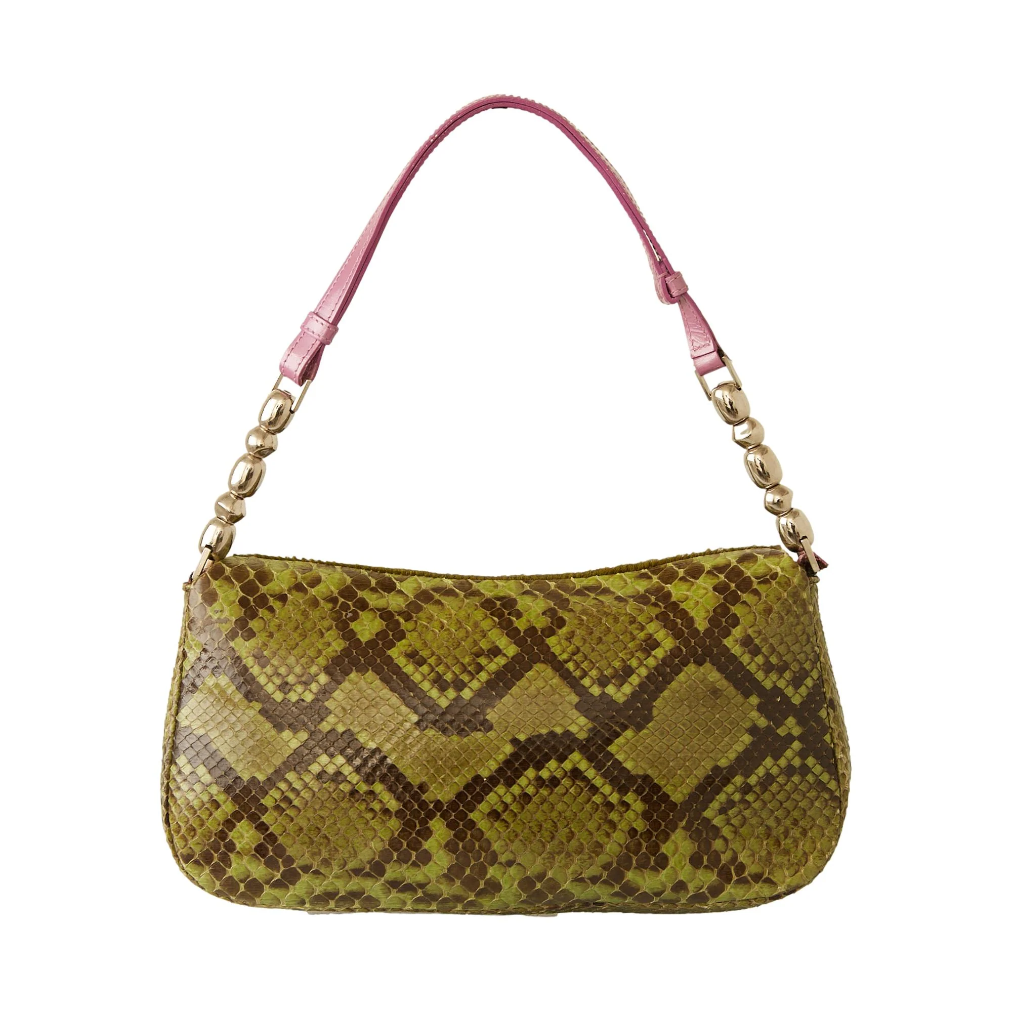 Dior Green + Pink Calf-hair + Snakeskin Shoulder Bag - Image 2