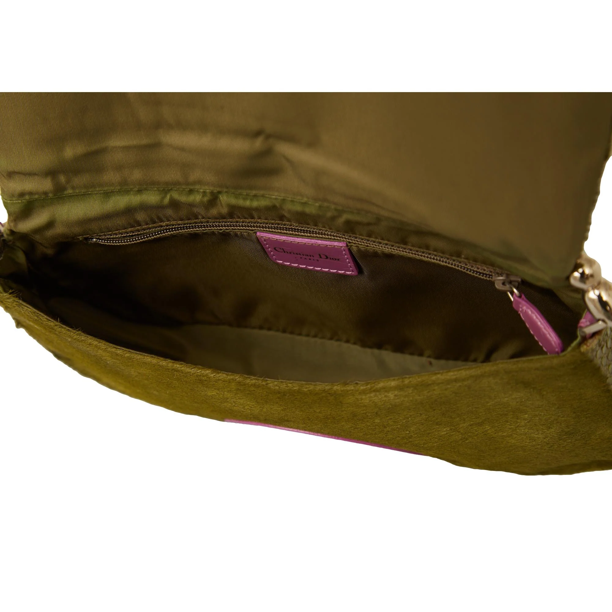 Dior Green + Pink Calf-hair + Snakeskin Shoulder Bag - Image 3