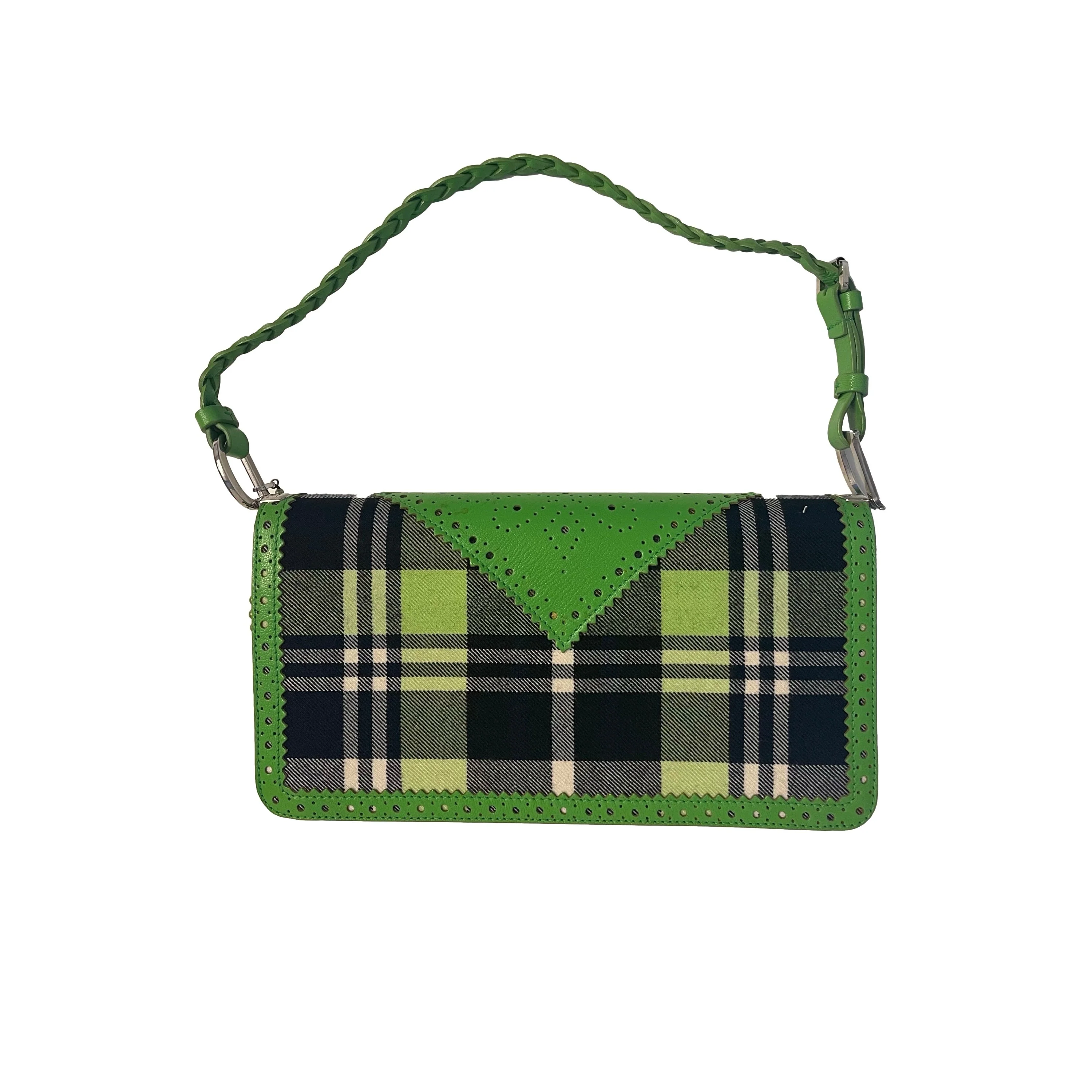 Dior Green Plaid Braided Shoulder Bag - Image 2