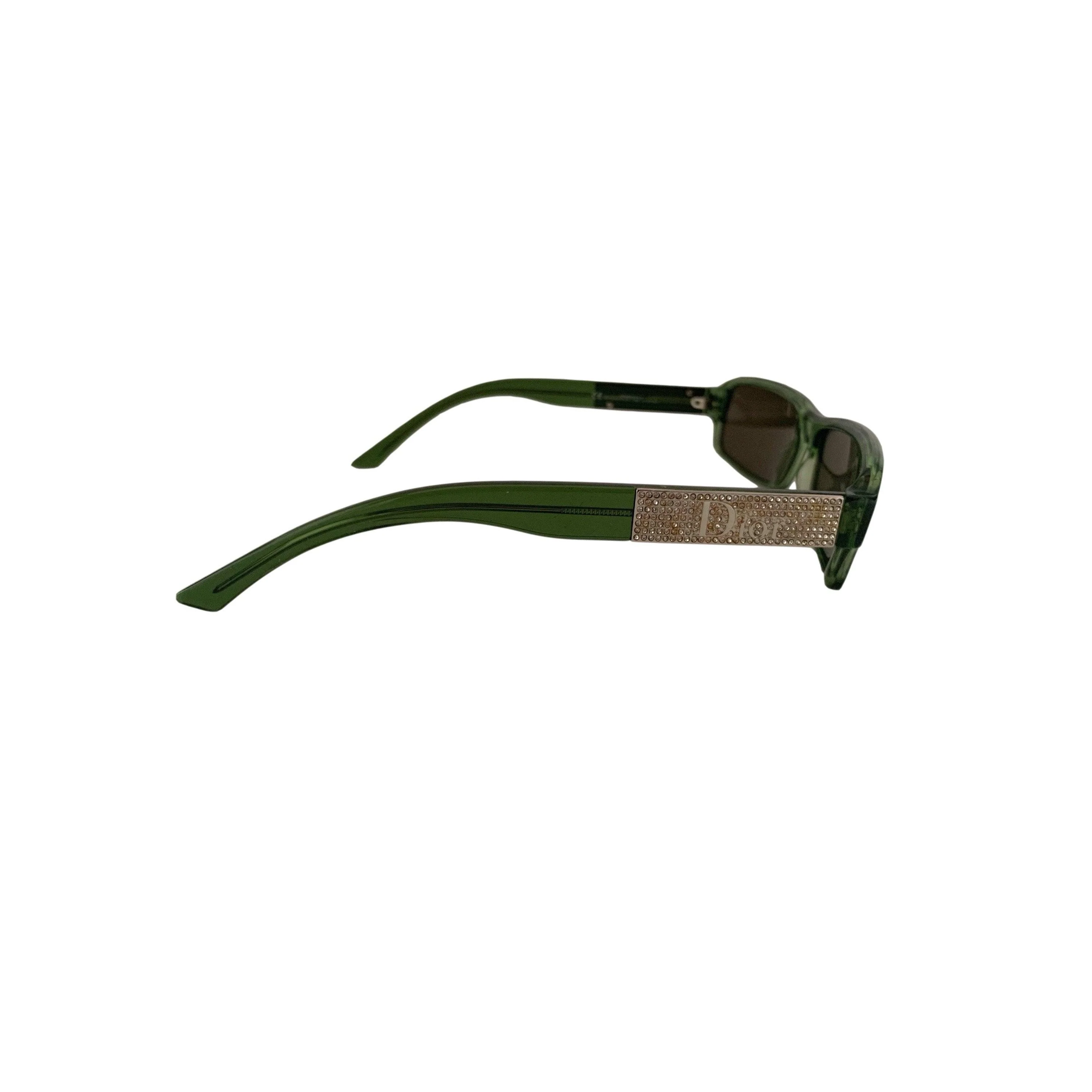 Dior Green Rhinestones Mini Sunglasses