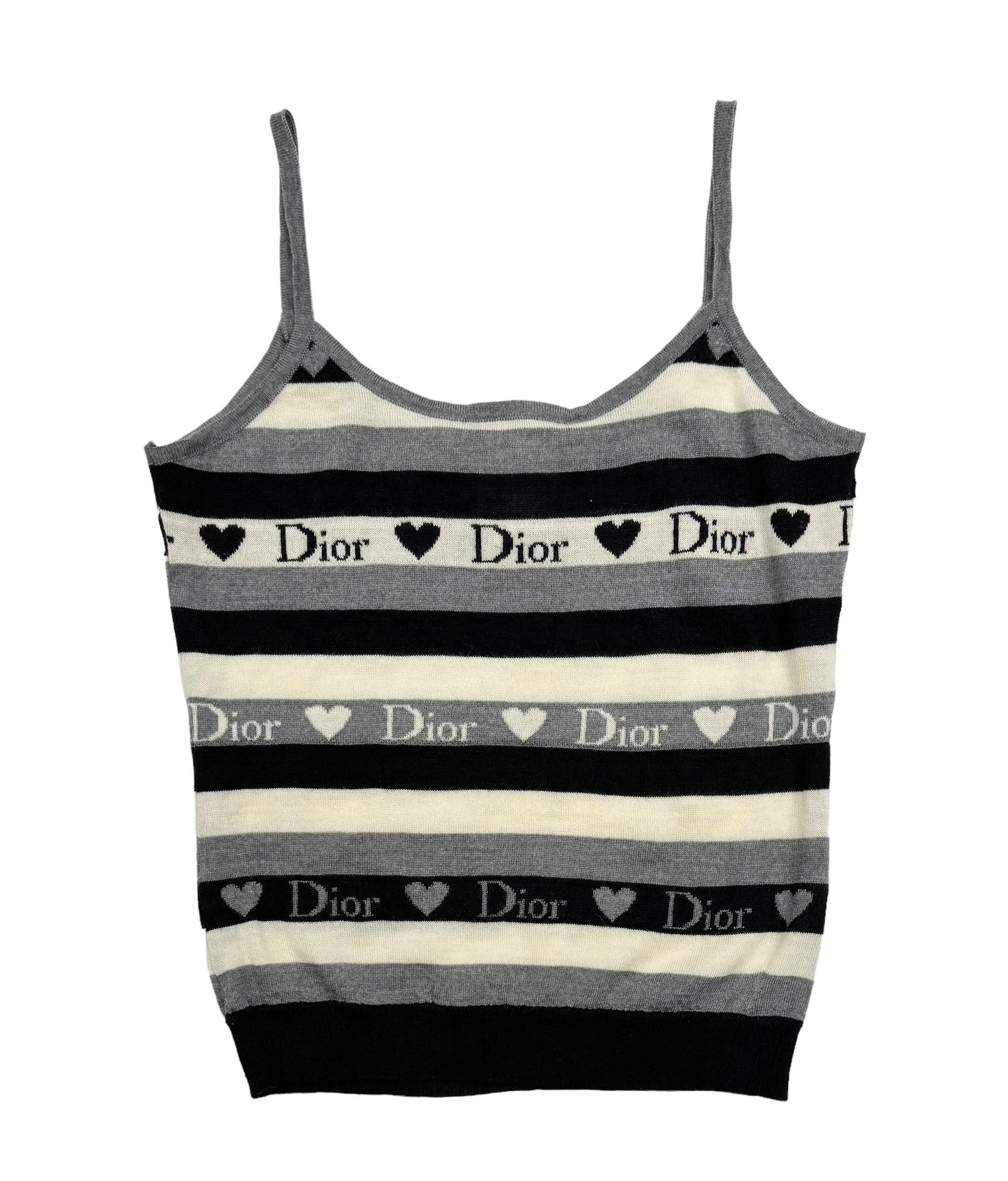 Dior Grey + Black Heart Logo Tank - Image 2
