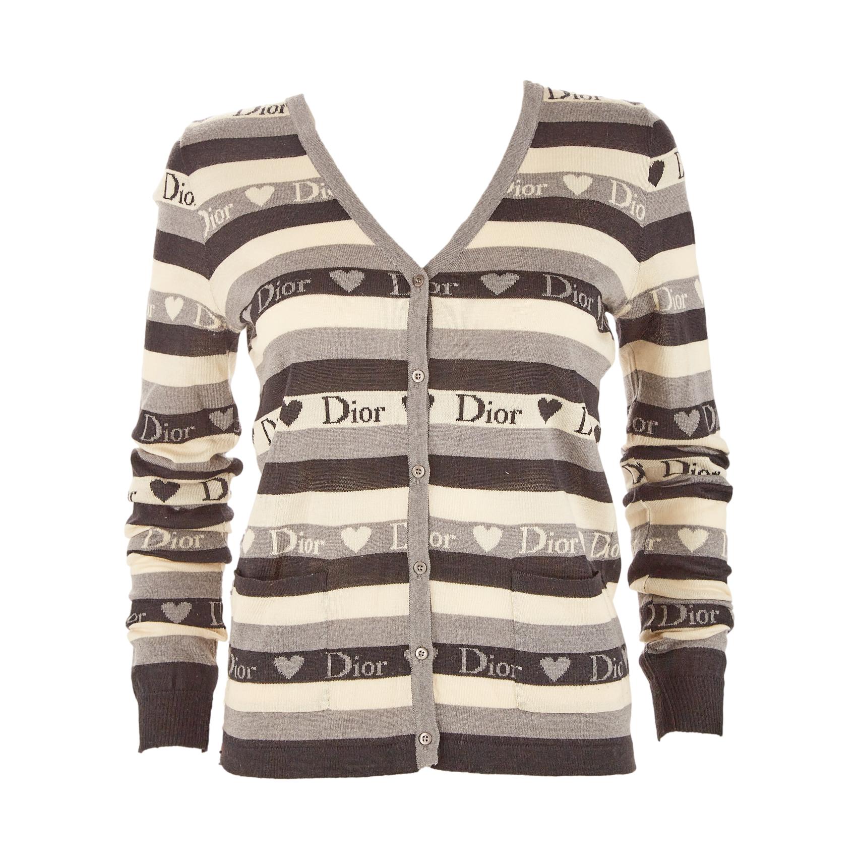 Dior Grey Heart Logo Cardigan