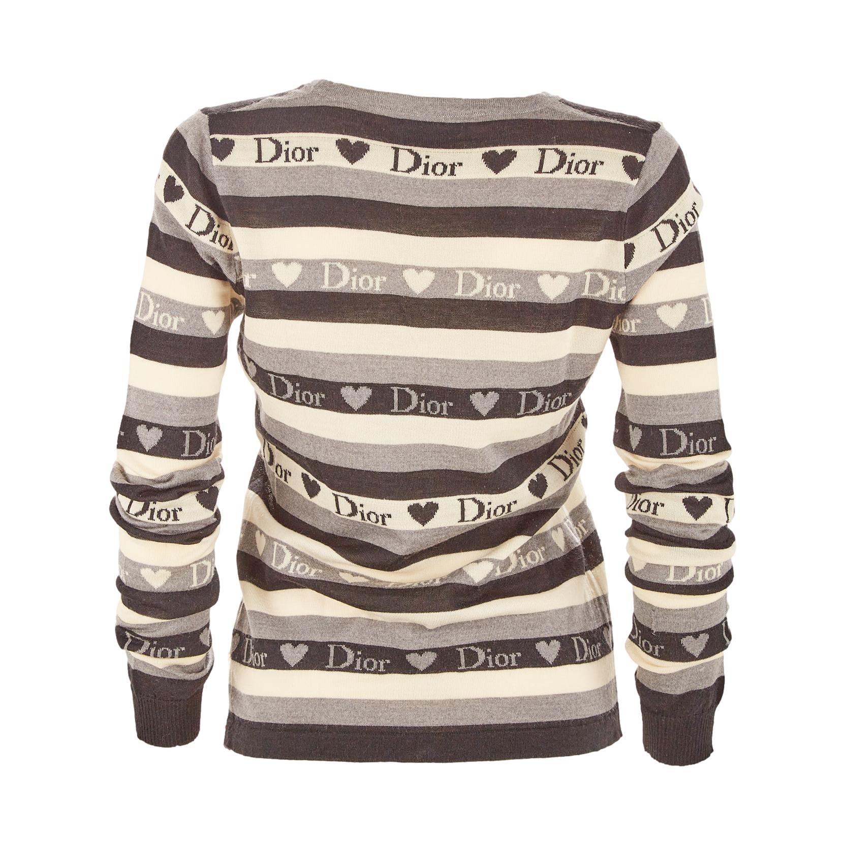 Dior Grey Heart Logo Cardigan - Image 2
