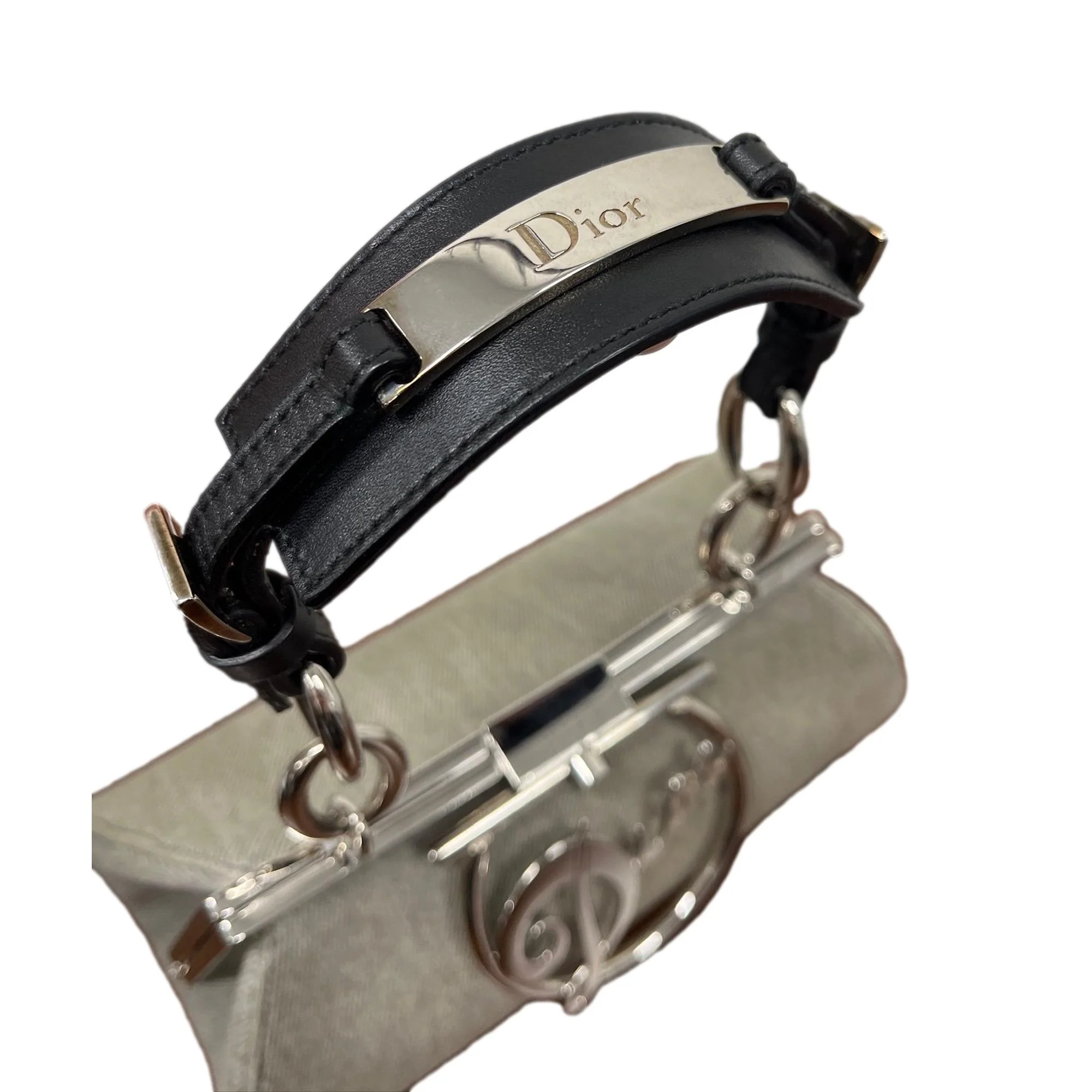 Dior Grey Mini Logo Top Handle Bag - Image 4