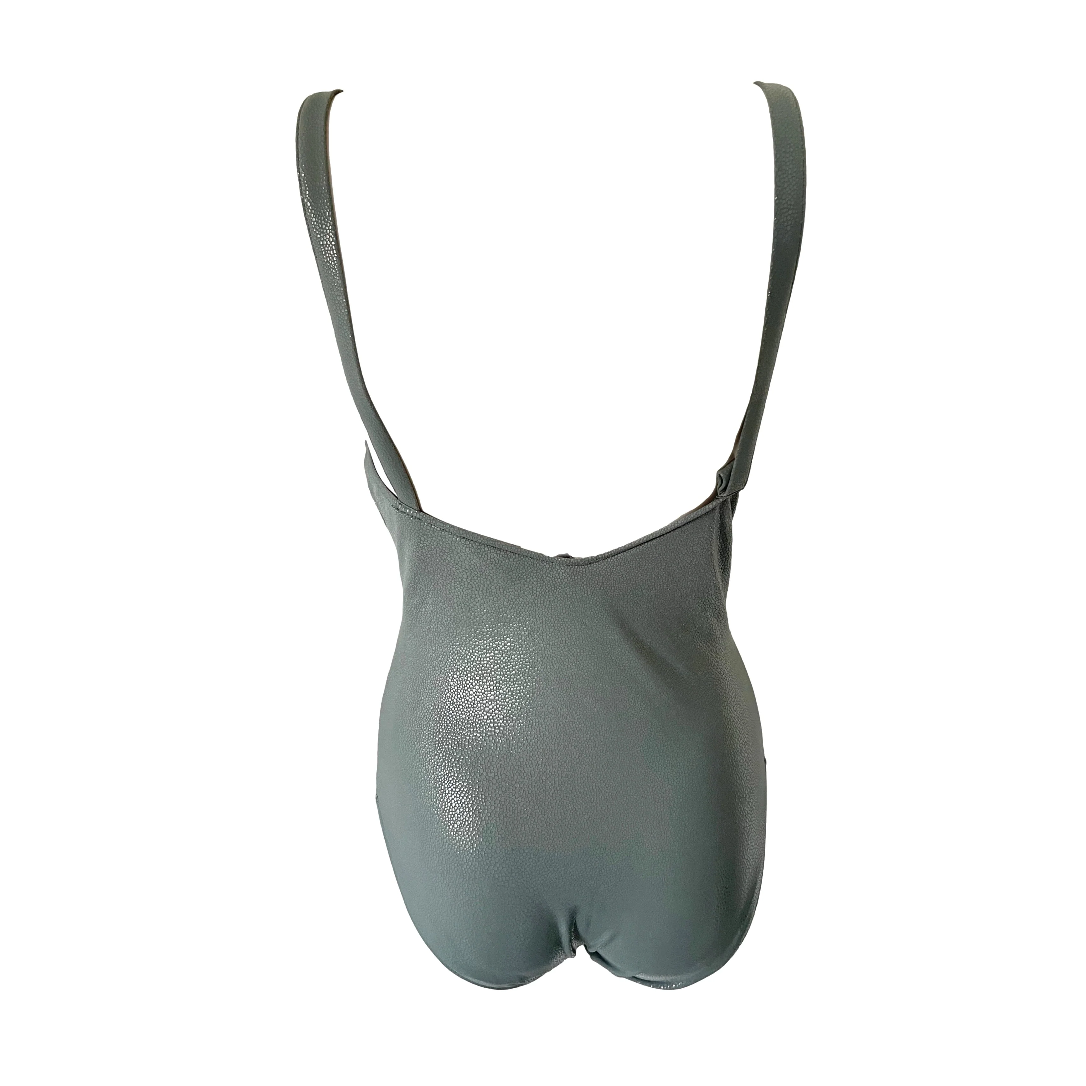 Dior Grey Wet Look Logo One Piece - Image 2