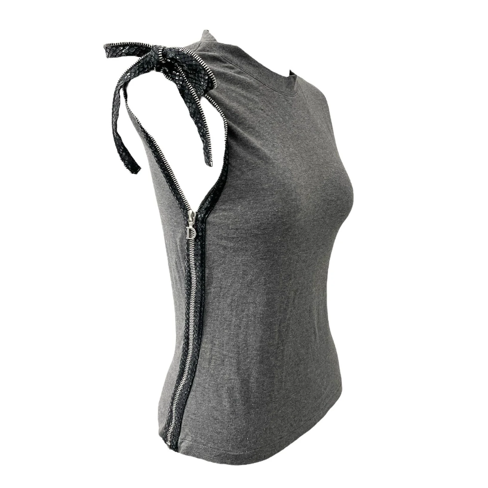 Dior Grey Zipper Logo Tank - Image 2