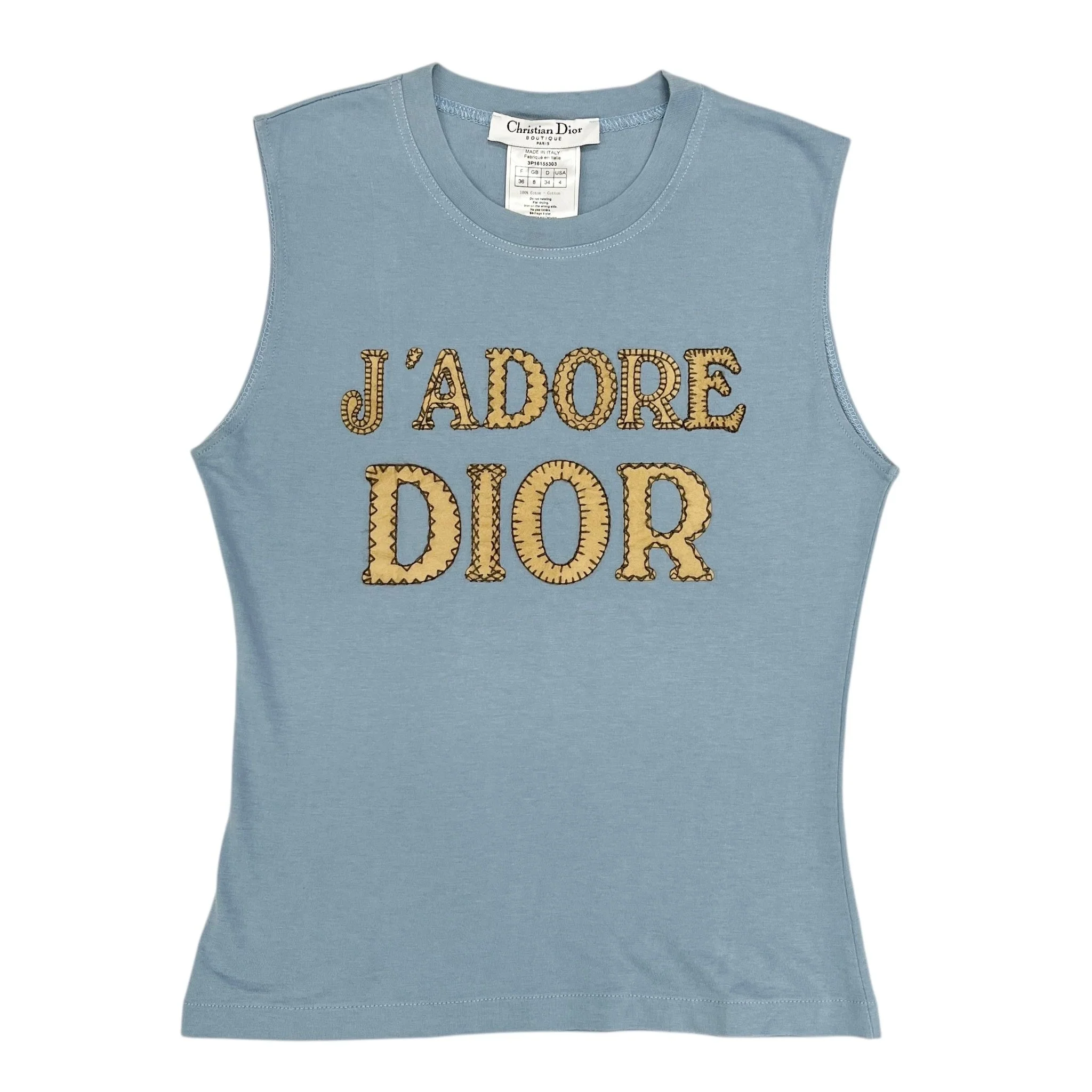 Dior 'J'Adore' Baby Blue Stitched Tank