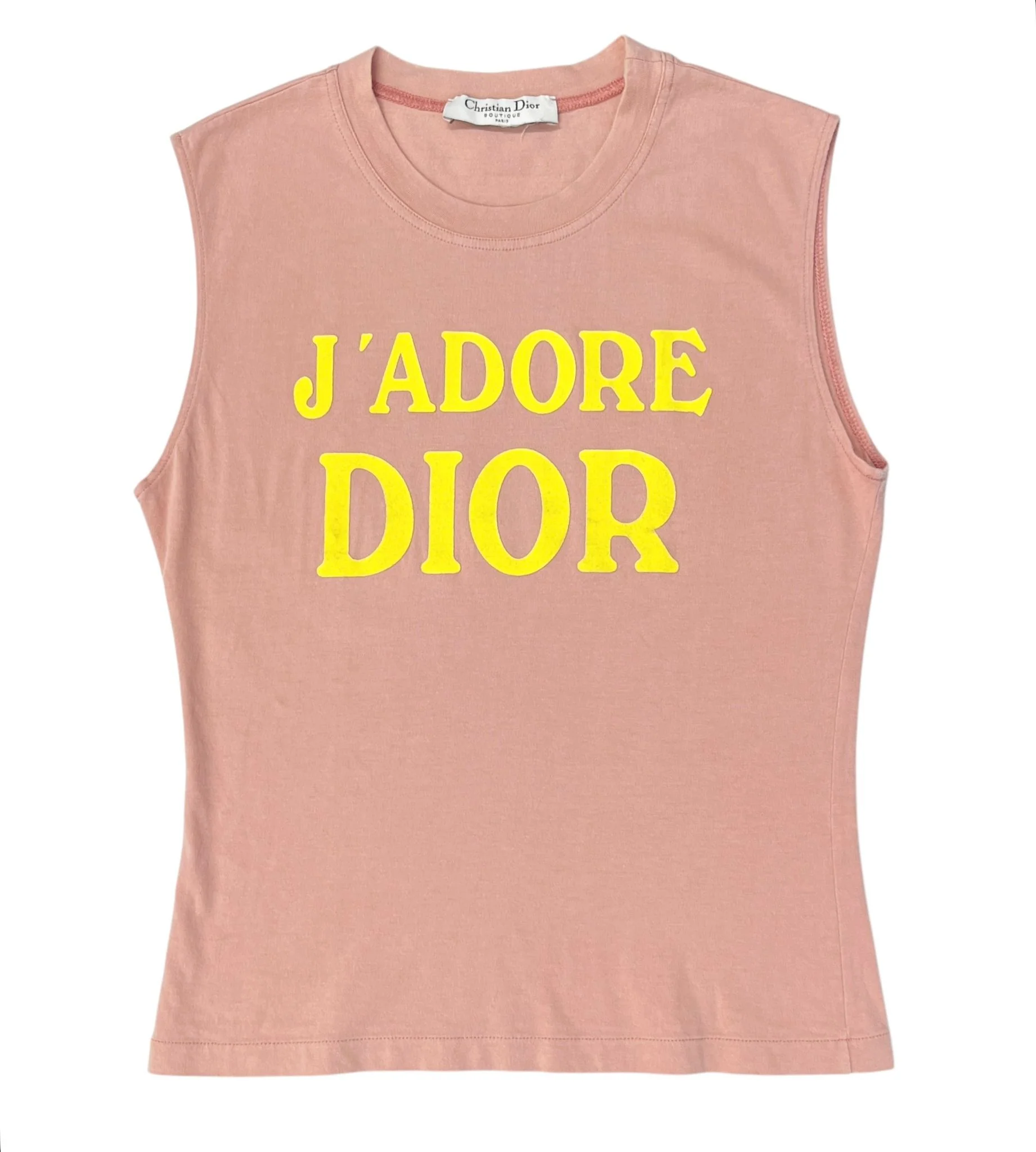 Dior J'Adore Baby Pink + Yellow Logo Tank Top