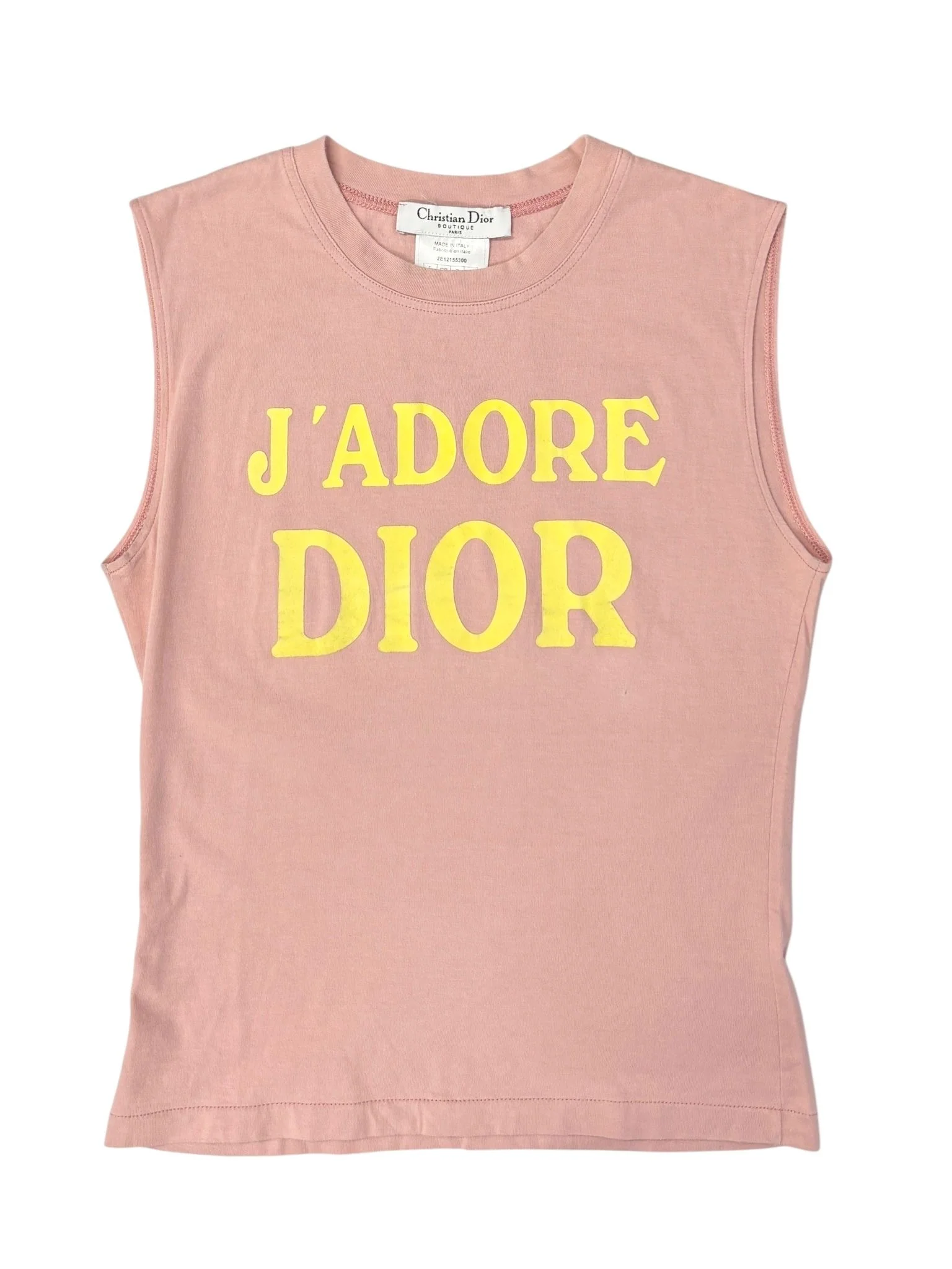 Dior J'Adore Baby Pink + Yellow Logo Tank Top