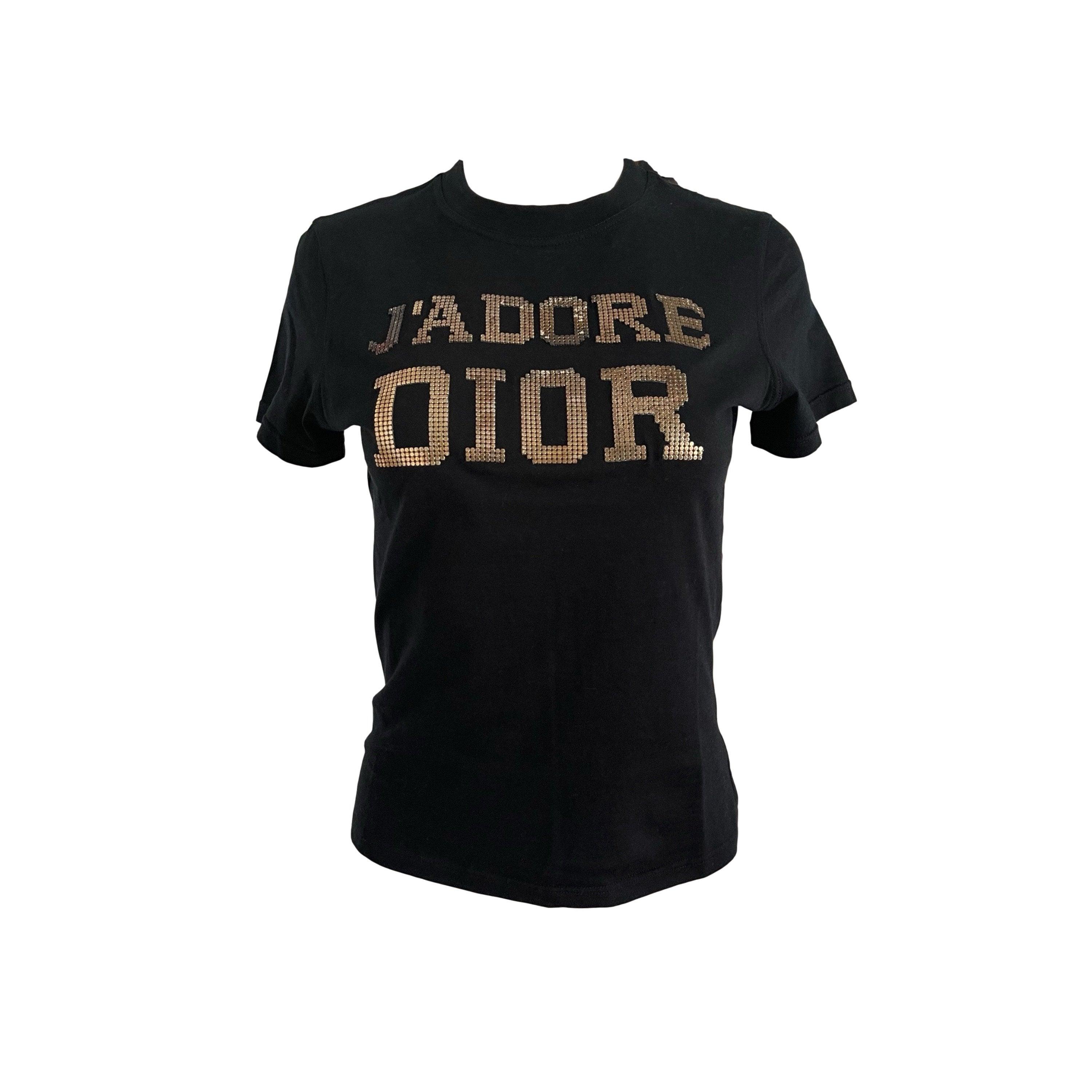 Dior J'Adore Black Gold Studded T-Shirt