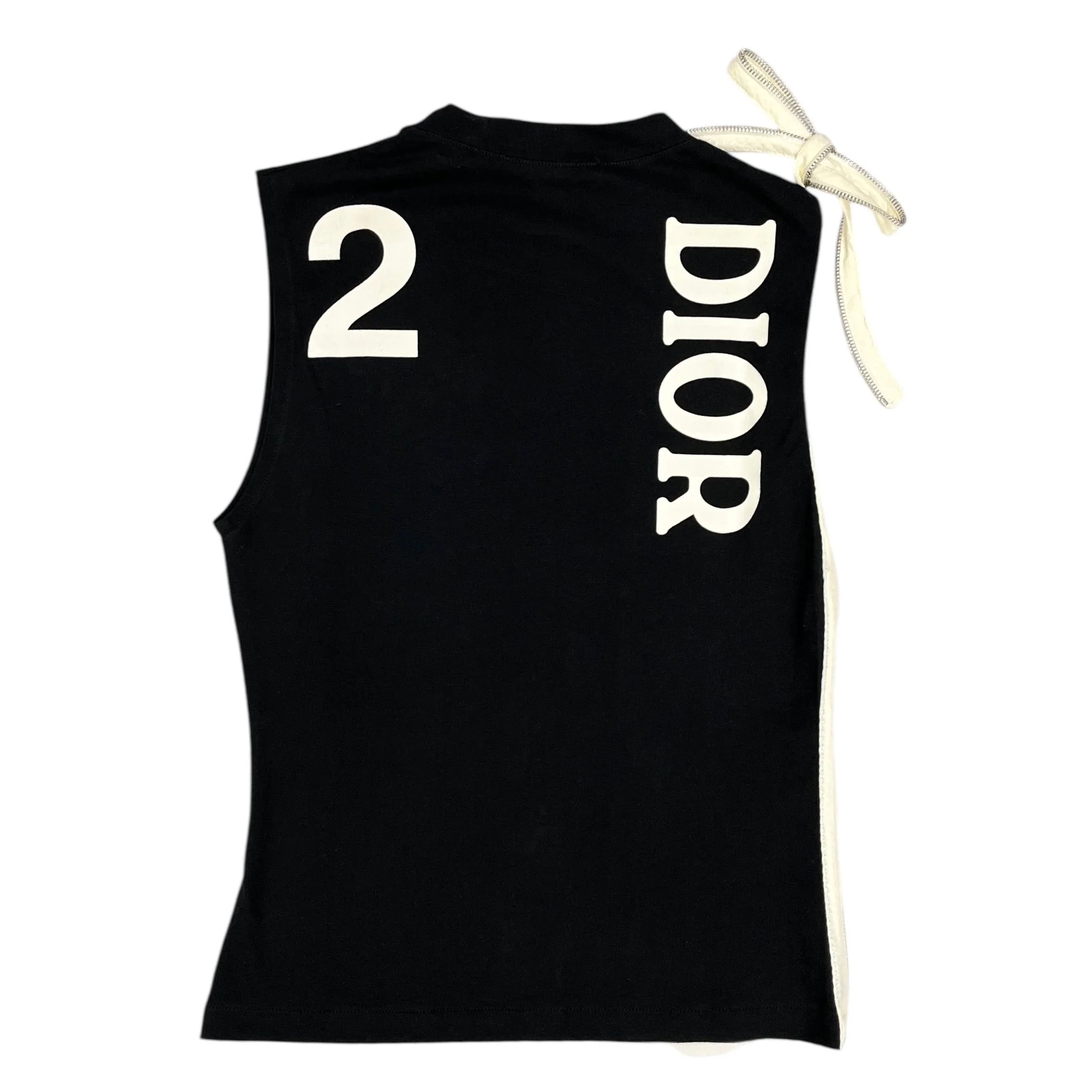Dior 'J'Adore' Black + White Zippered Logo Tank - Image 2