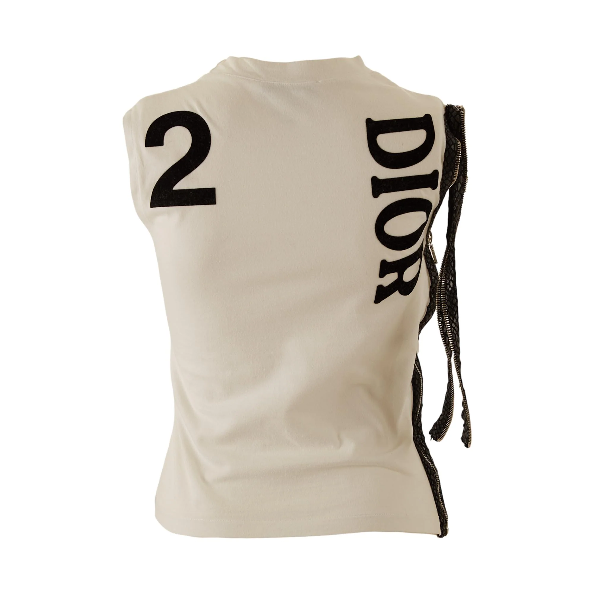 Dior 'J'Adore' White Logo Zipper Tank - Image 2