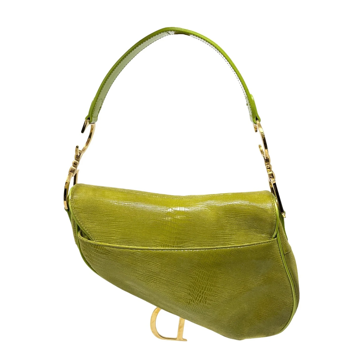 Dior Lime Green Leather Saddle Bag - Image 2
