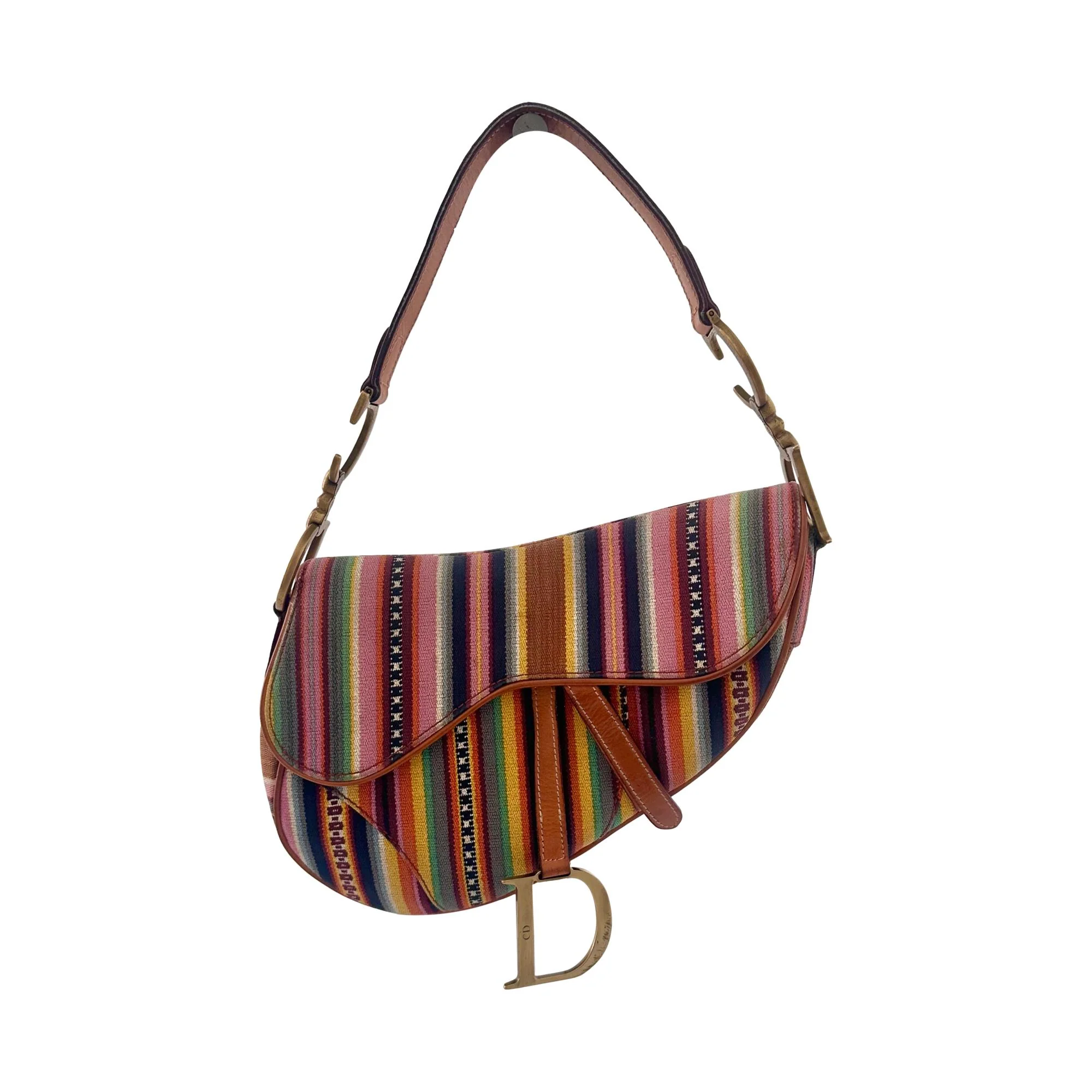Dior Multicolor Stripe Saddle Bag