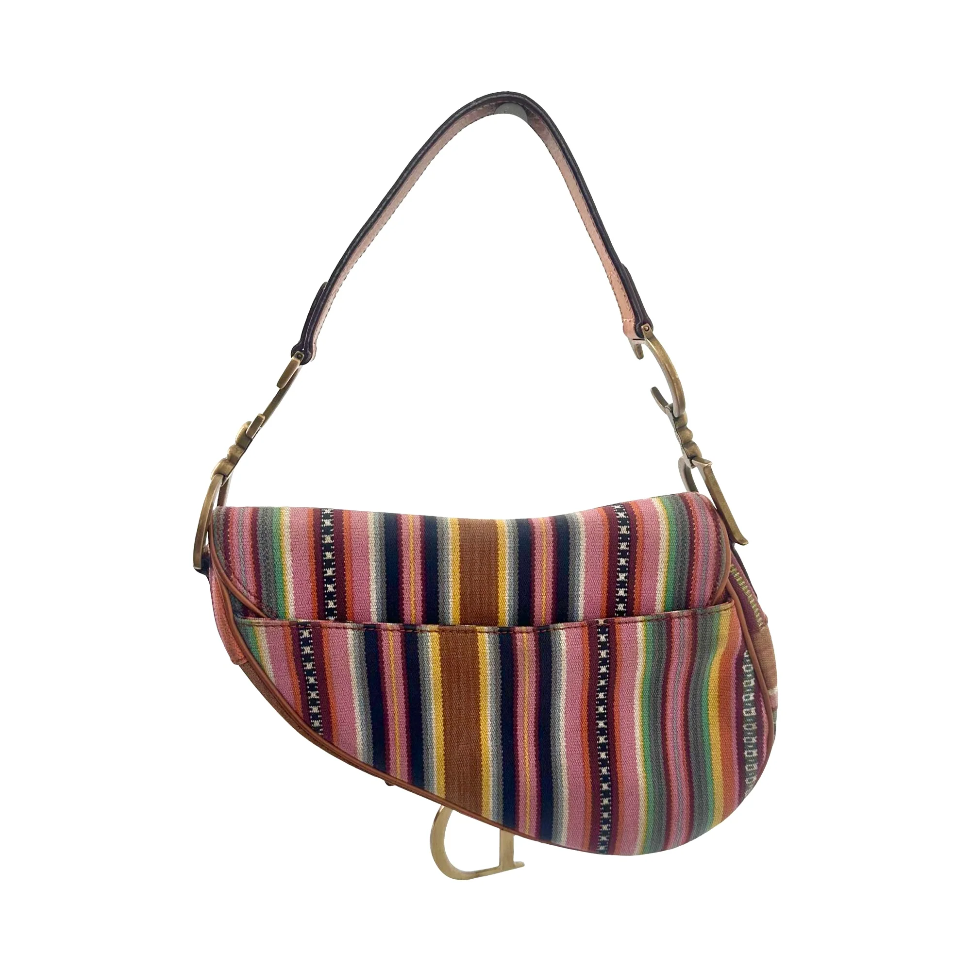 Dior Multicolor Stripe Saddle Bag - Image 2