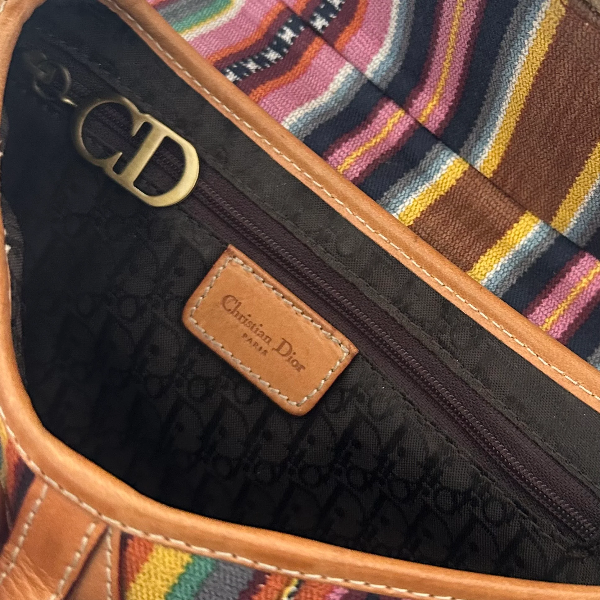 Dior Multicolor Stripe Saddle Bag - Image 4