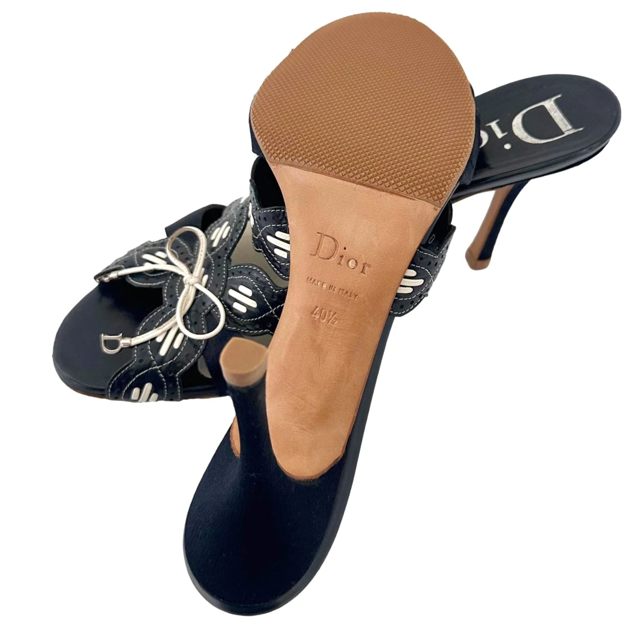 Dior Navy Leather Bow Heels - Image 3