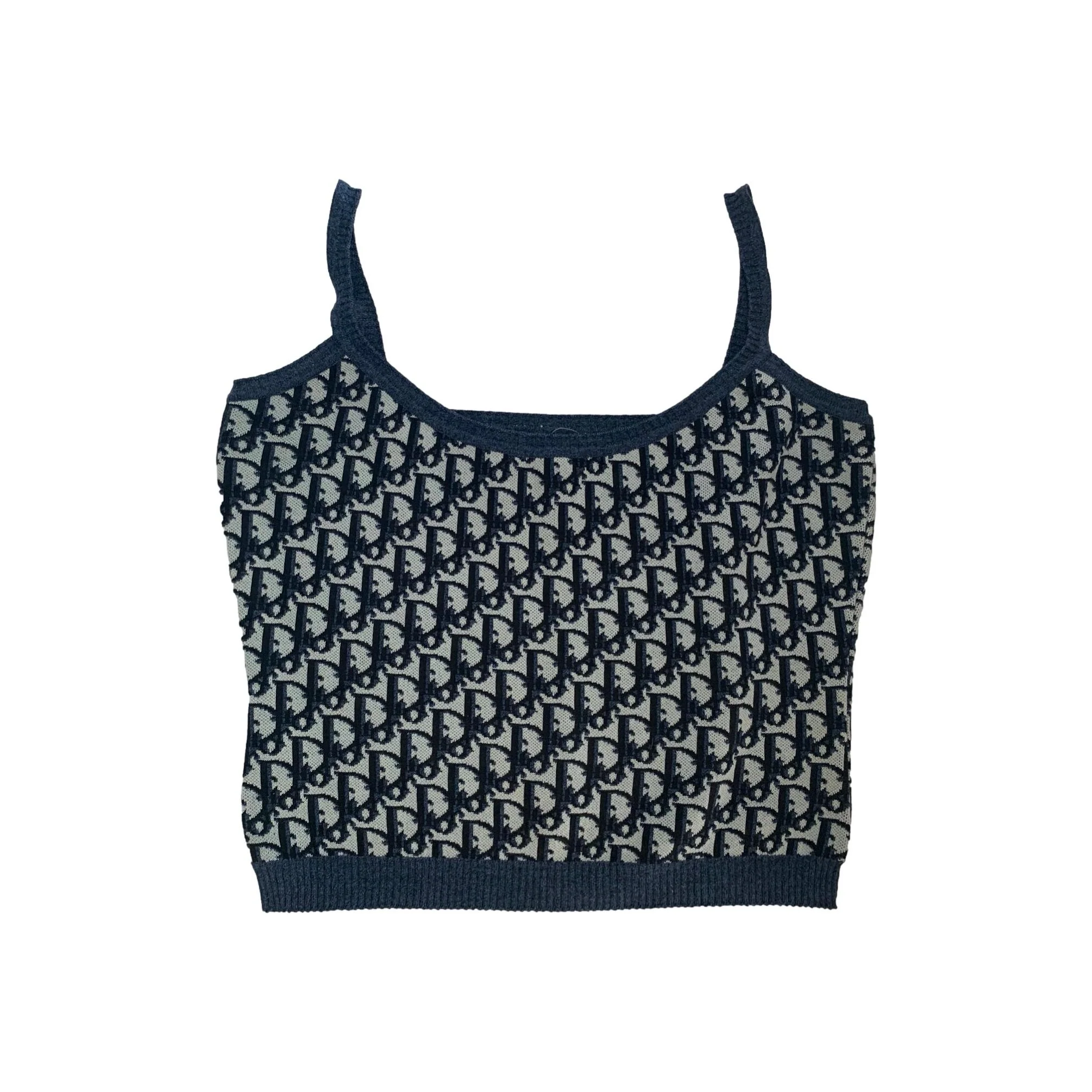 Dior Navy Logo Cropped Tank Top