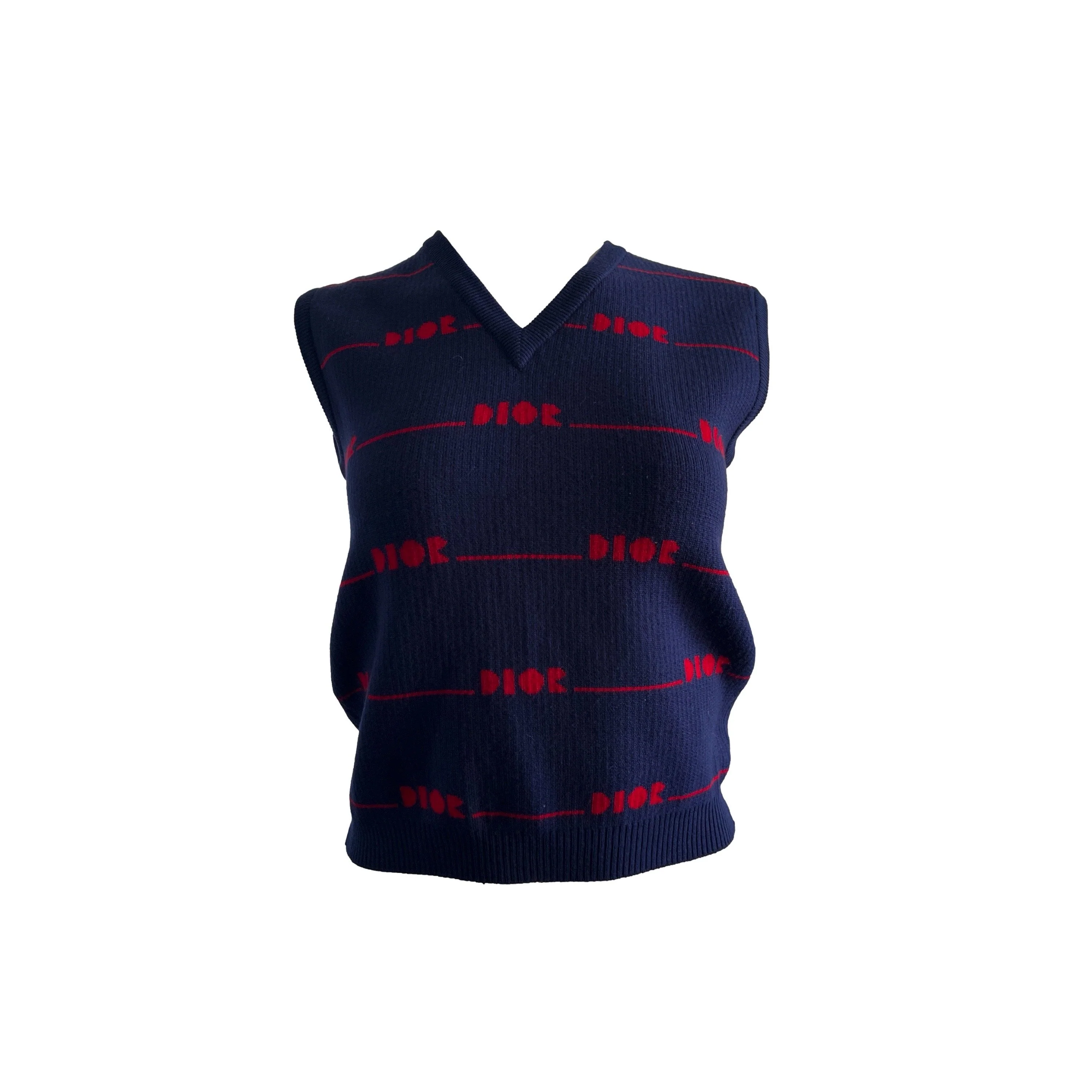 Dior Navy Logo Knit Sweater Vest