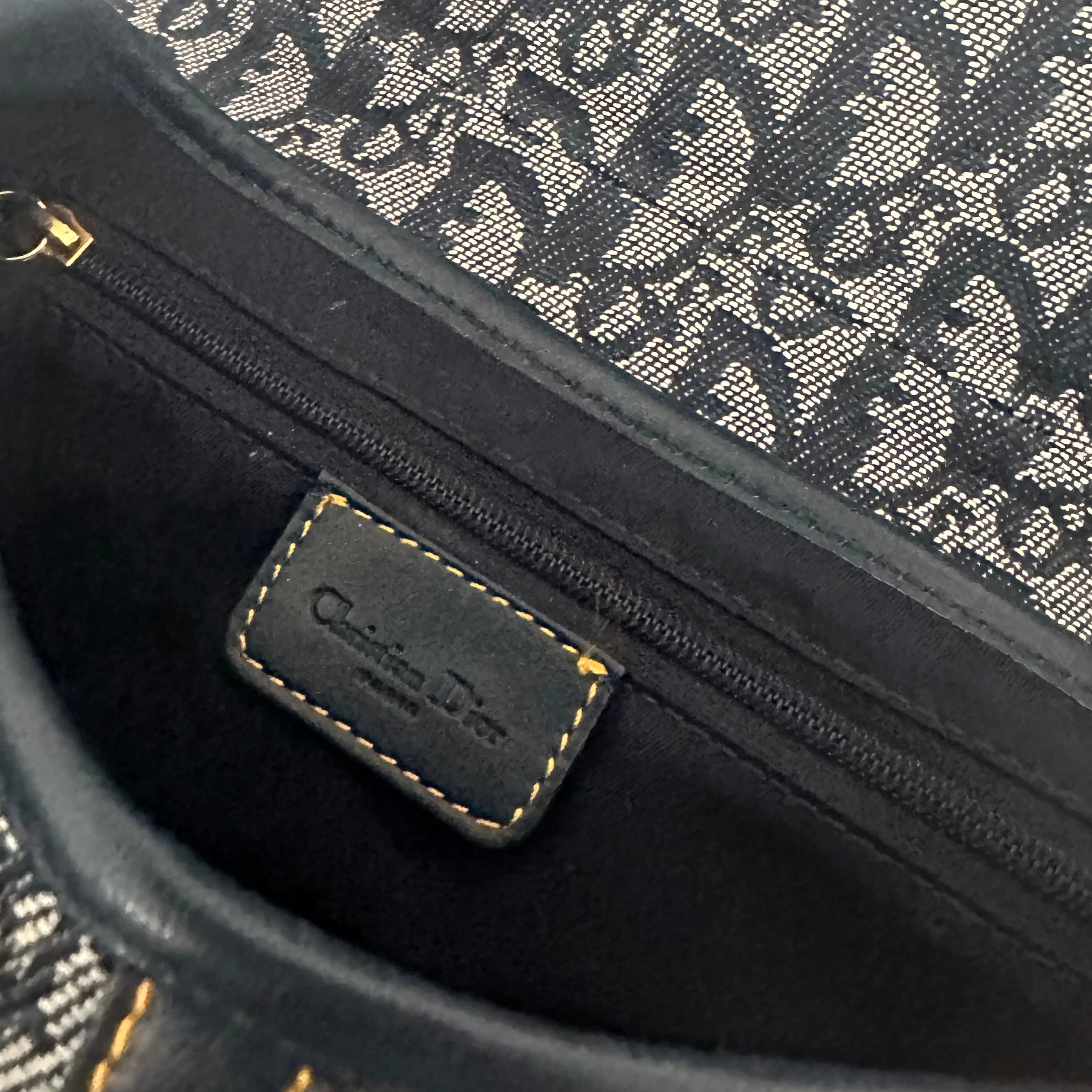 Dior Navy Logo Saddle Bag - Image 3