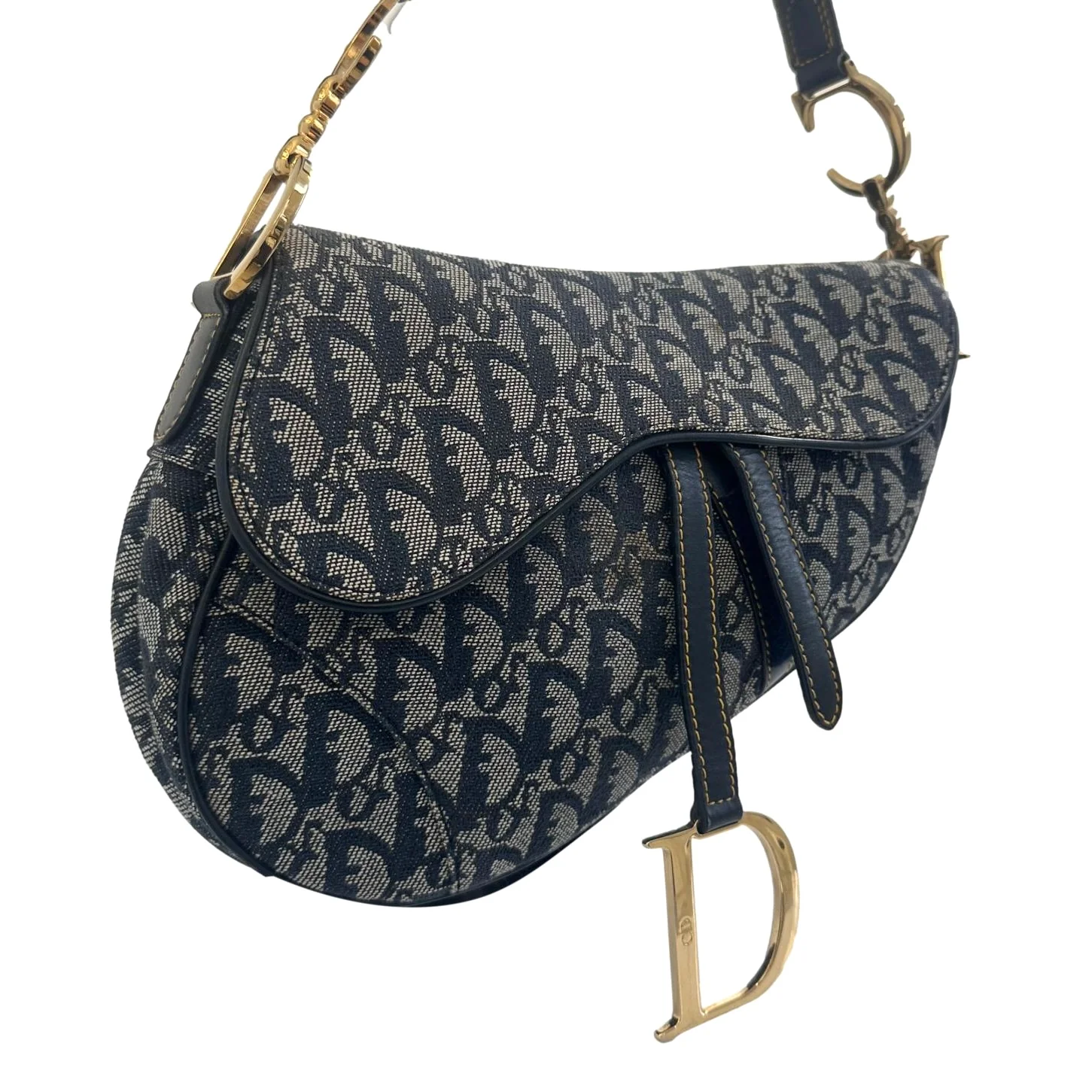 Dior Navy Logo Saddle Bag - Image 4