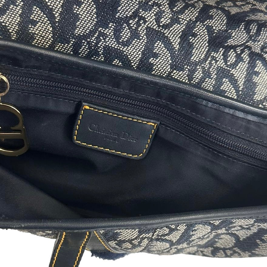 Dior Navy Logo Saddle Bag - Image 5