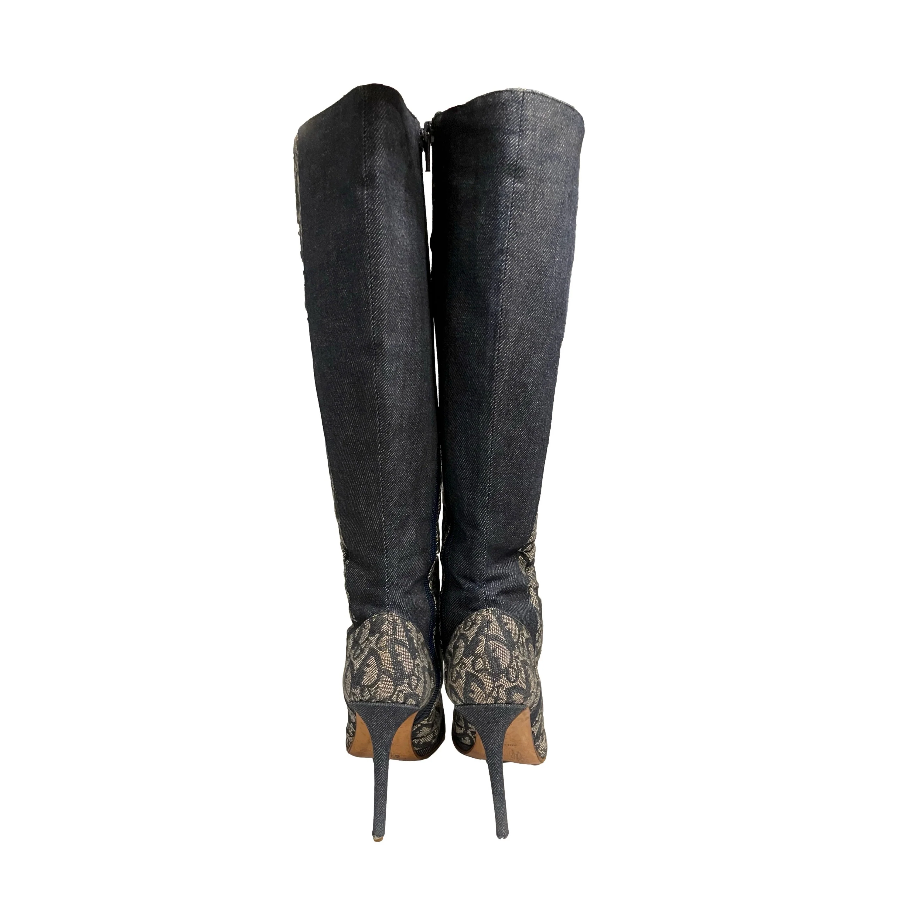 Dior Navy Monogram Laced Up Boots - Image 2