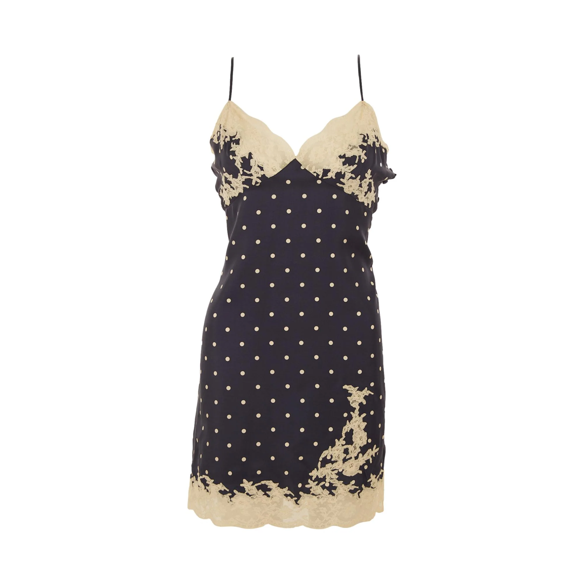 Dior Navy Polkadot Lace Slip Dress