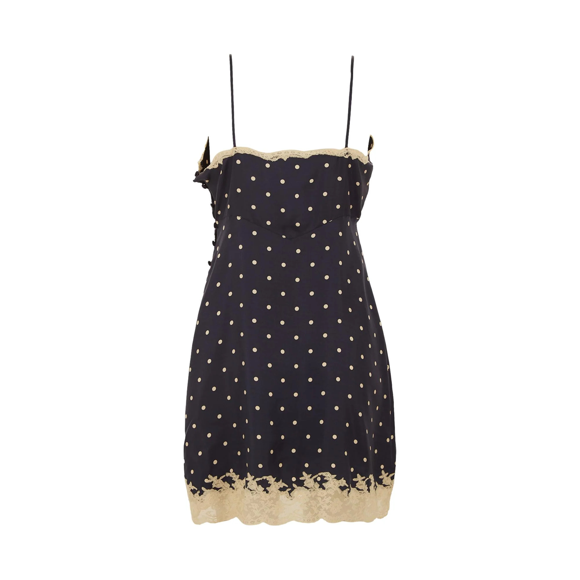 Dior Navy Polkadot Lace Slip Dress - Image 2