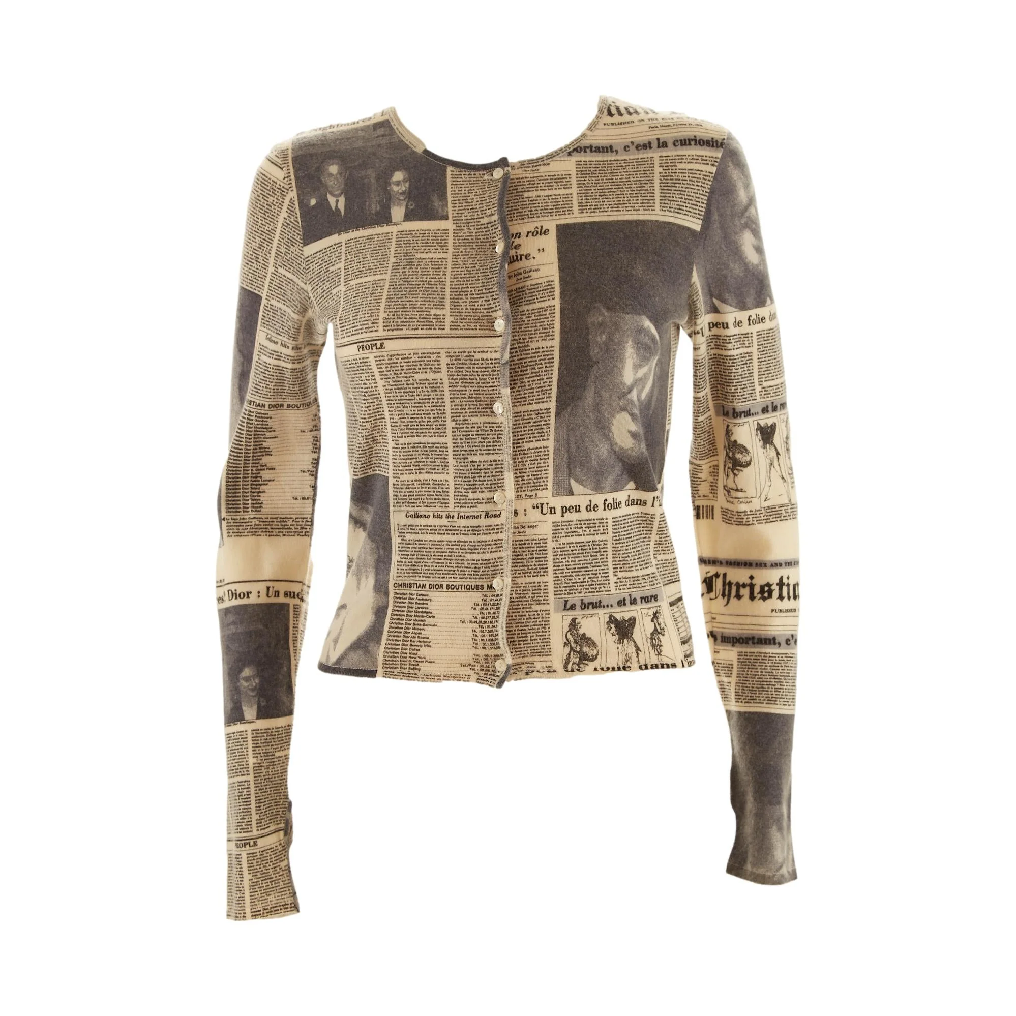 Dior Newspaper Print Cardigan