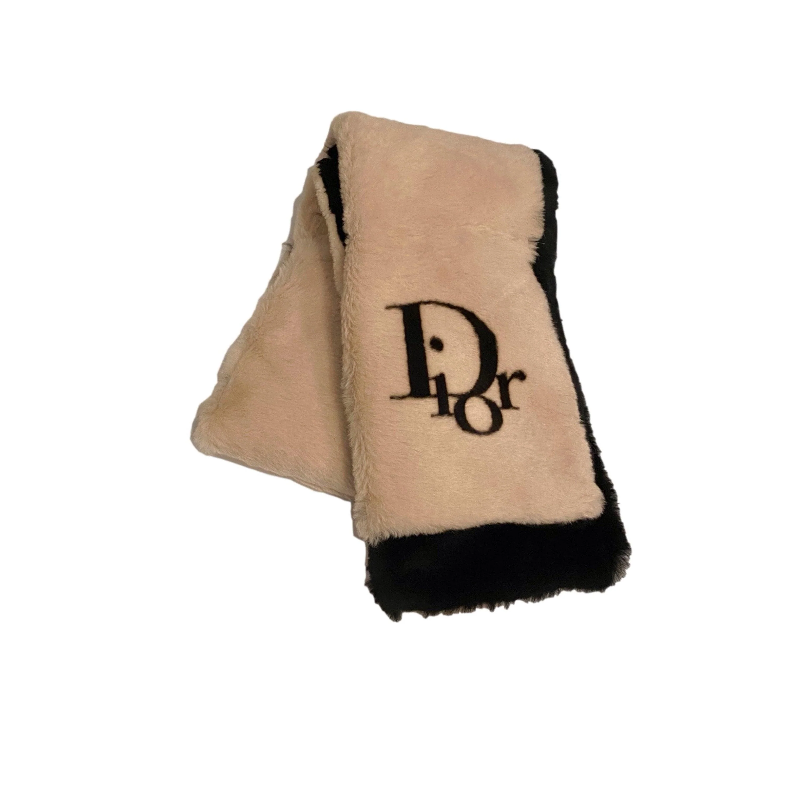 Dior Nude Logo Fur Reversible Scarf