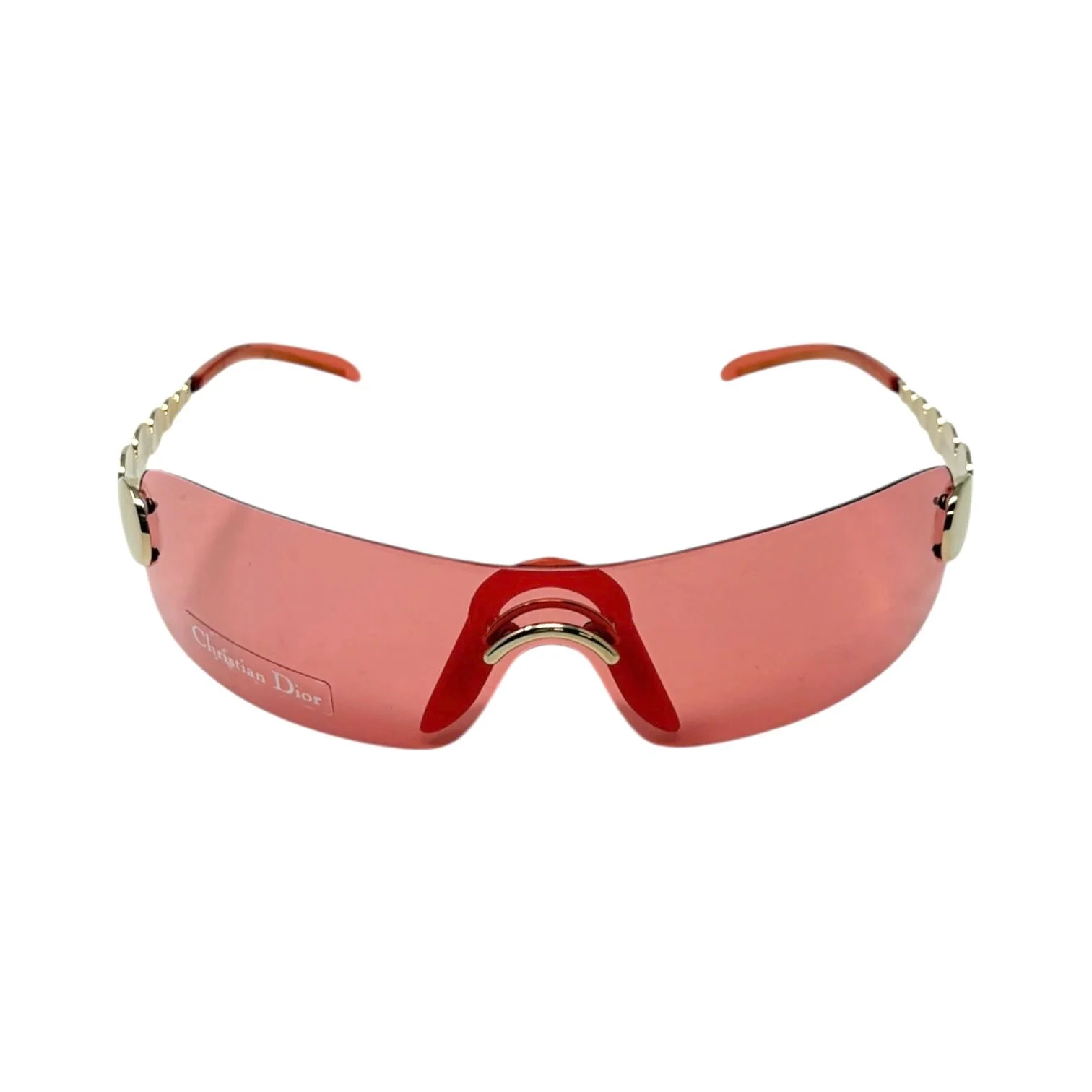 Dior Red Logo Shield Rimless Sunglasses - Image 2