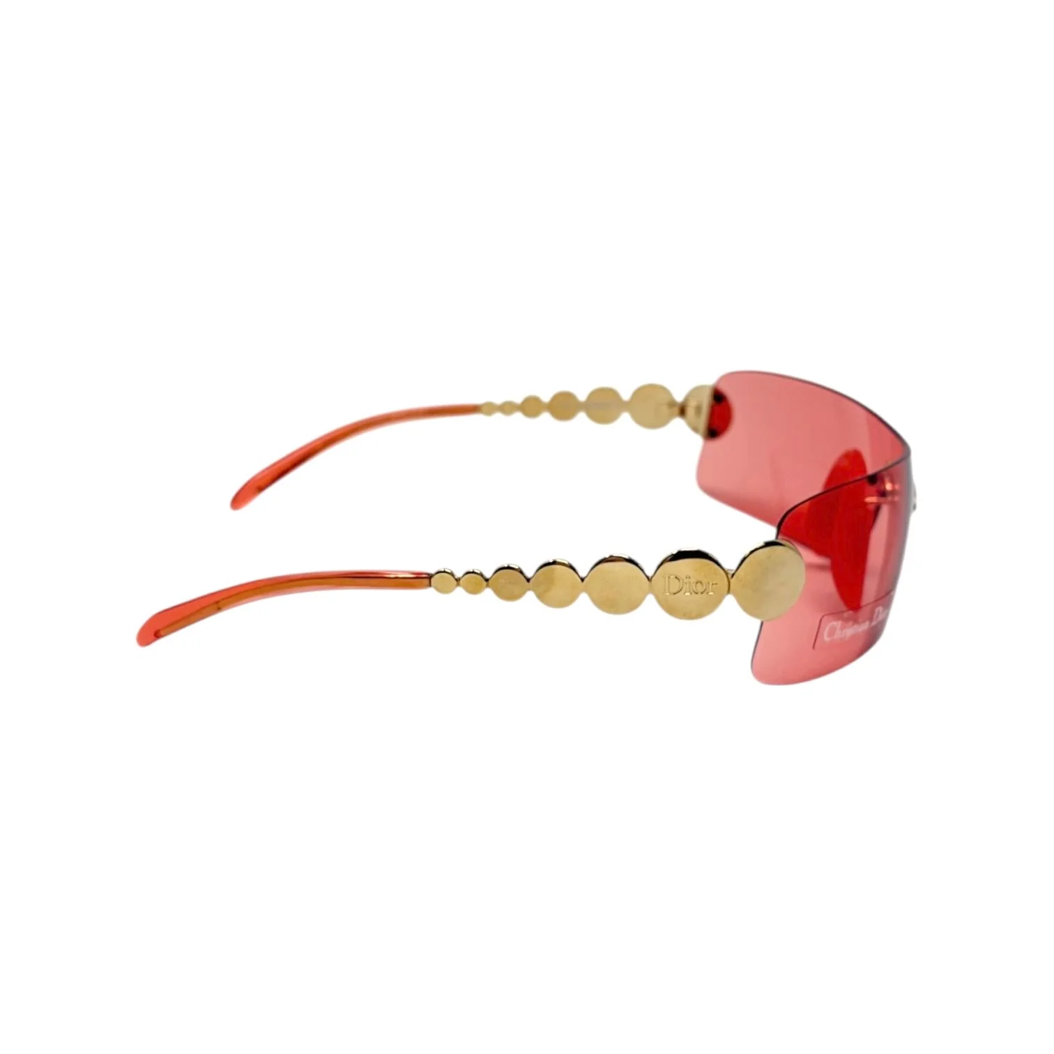 Dior Red Logo Shield Rimless Sunglasses - Image 3