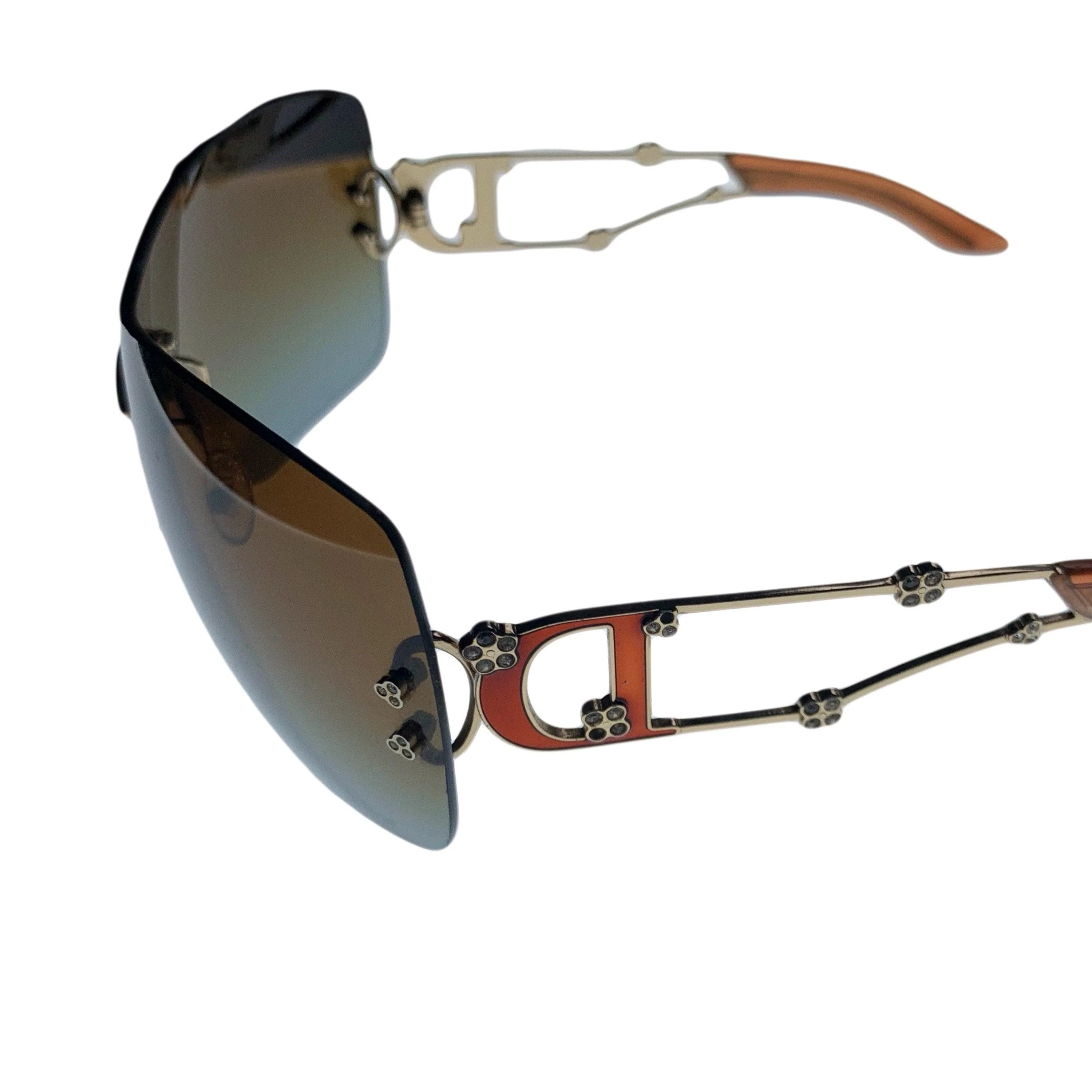 Dior Orange Ombre Rhinestone Sunglasses - Image 3