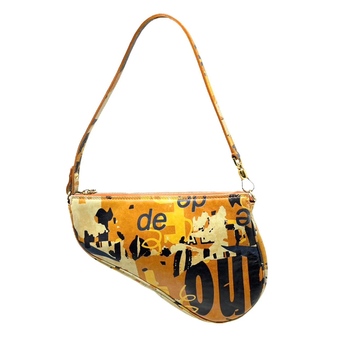 Dior Orange Print Mini Saddle Bag - Image 2